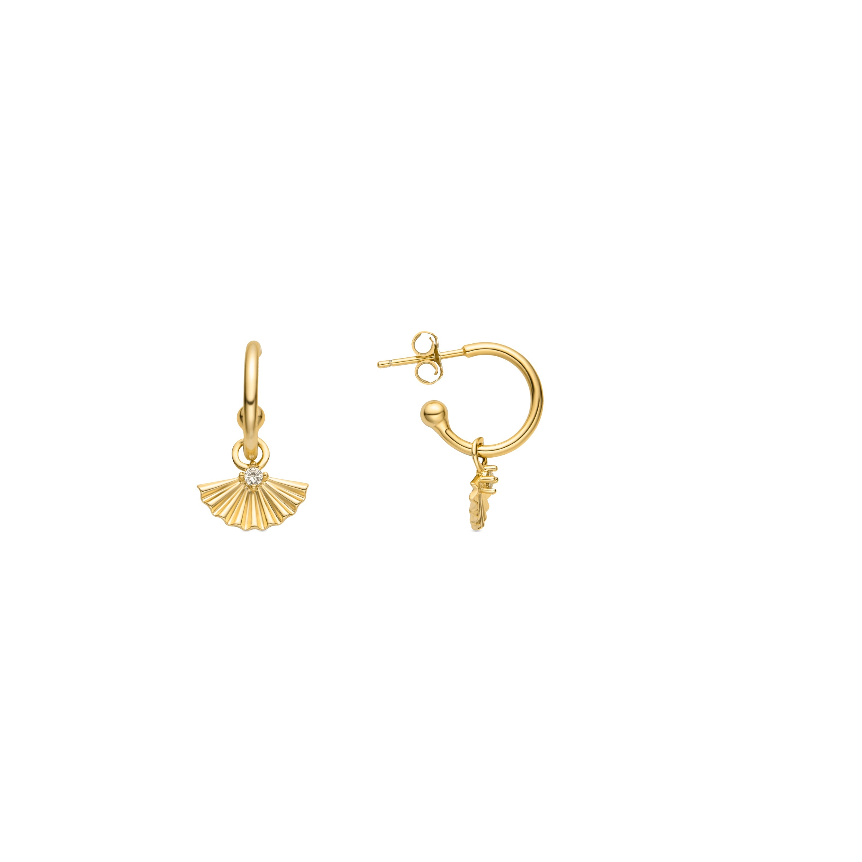 925 Sterling Silver and Brilliant Zirconia Earrings in 18k Yellow Gold Finish - Matabak