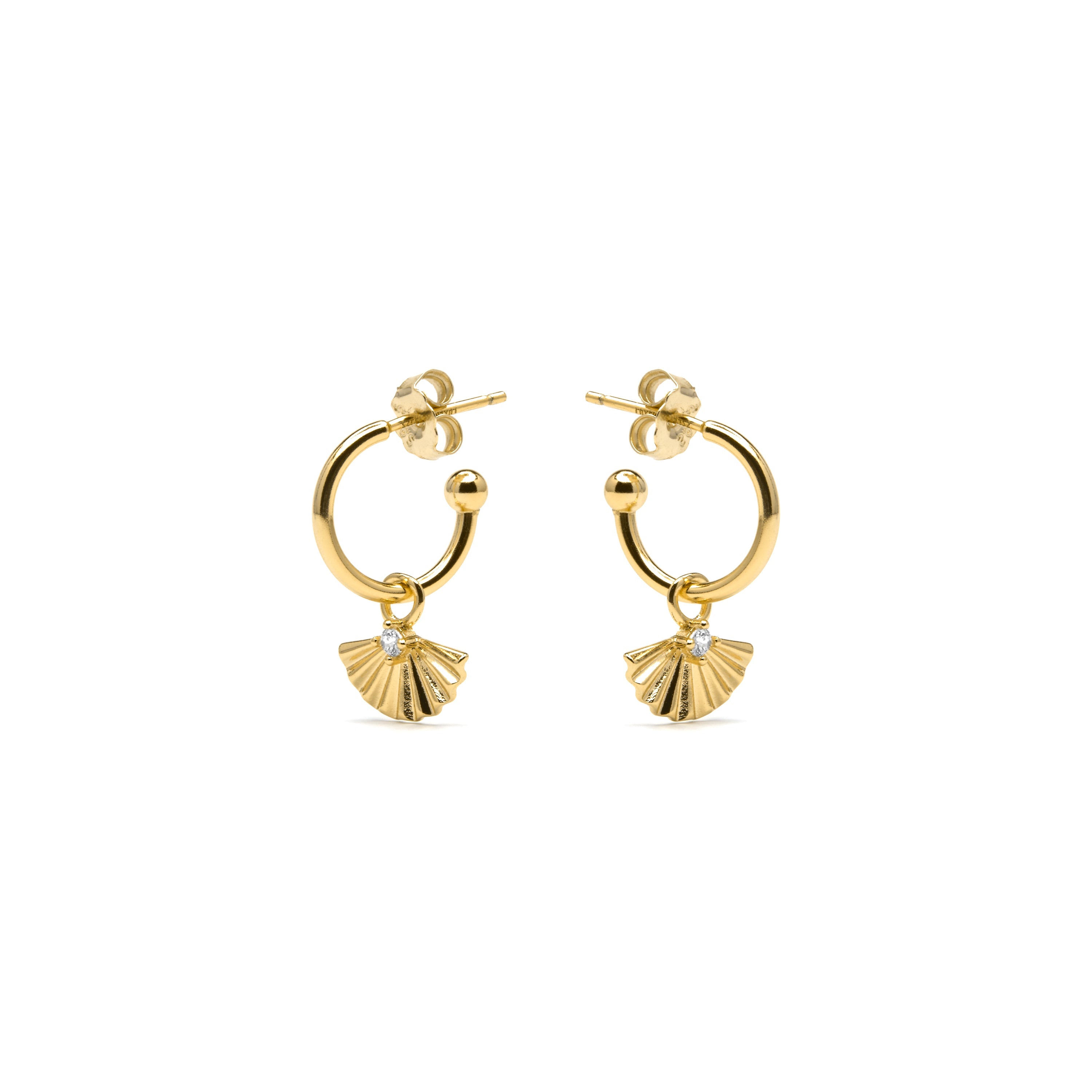 925 Sterling Silver and Brilliant Zirconia Earrings in 18k Yellow Gold Finish - Matabak