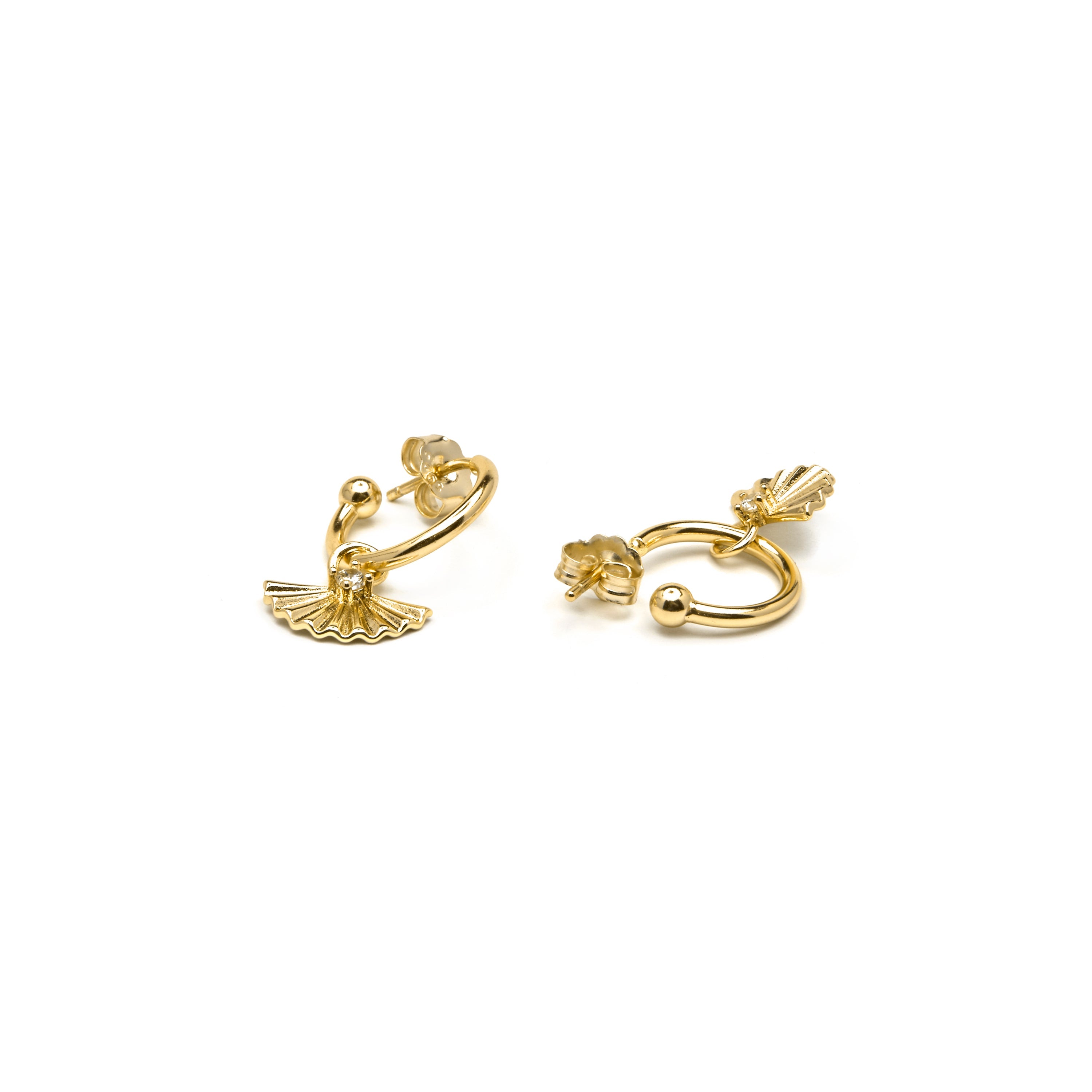 925 Sterling Silver and Brilliant Zirconia Earrings in 18k Yellow Gold Finish - Matabak
