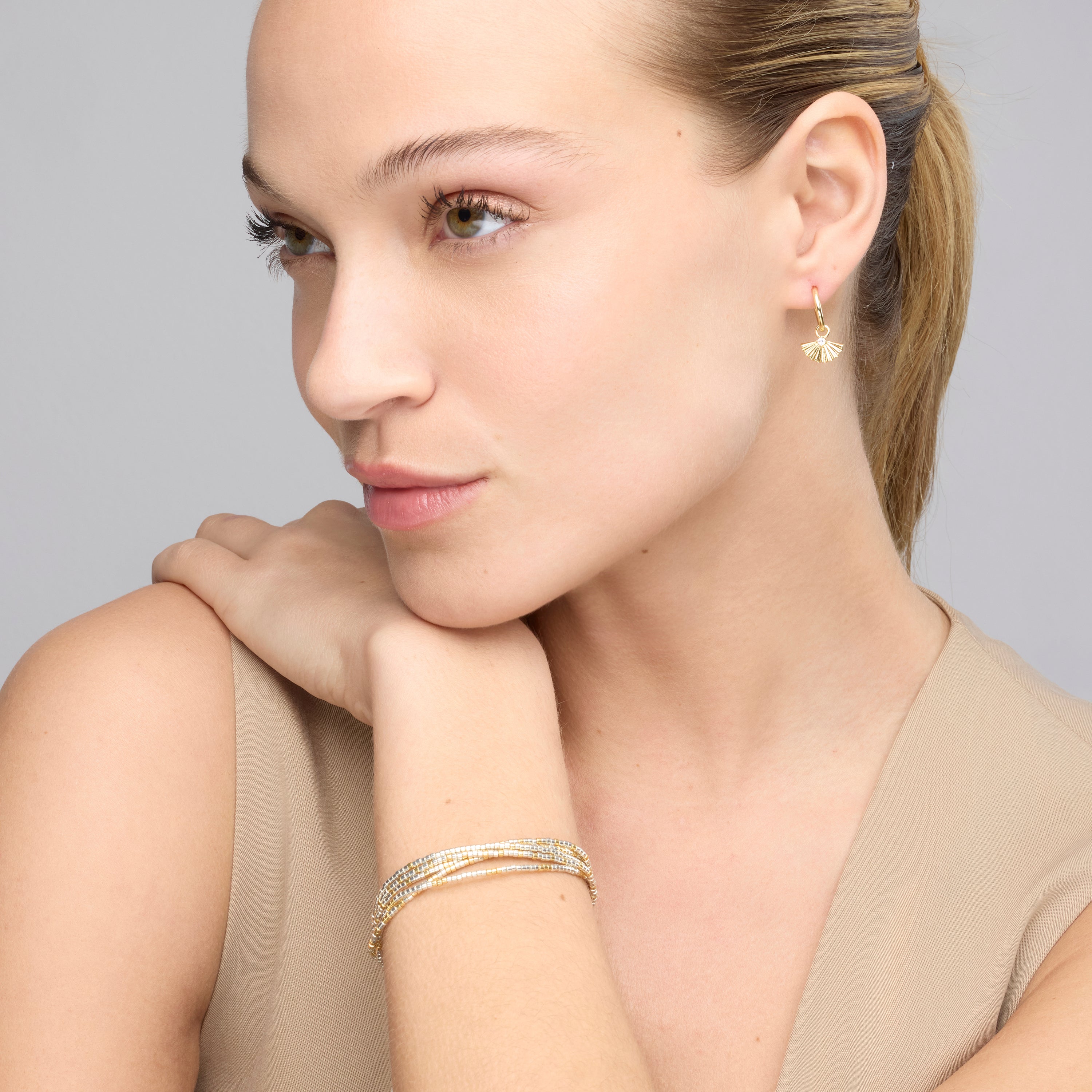 925 Sterling Silver and Brilliant Zirconia Earrings in 18k Yellow Gold Finish - Matabak