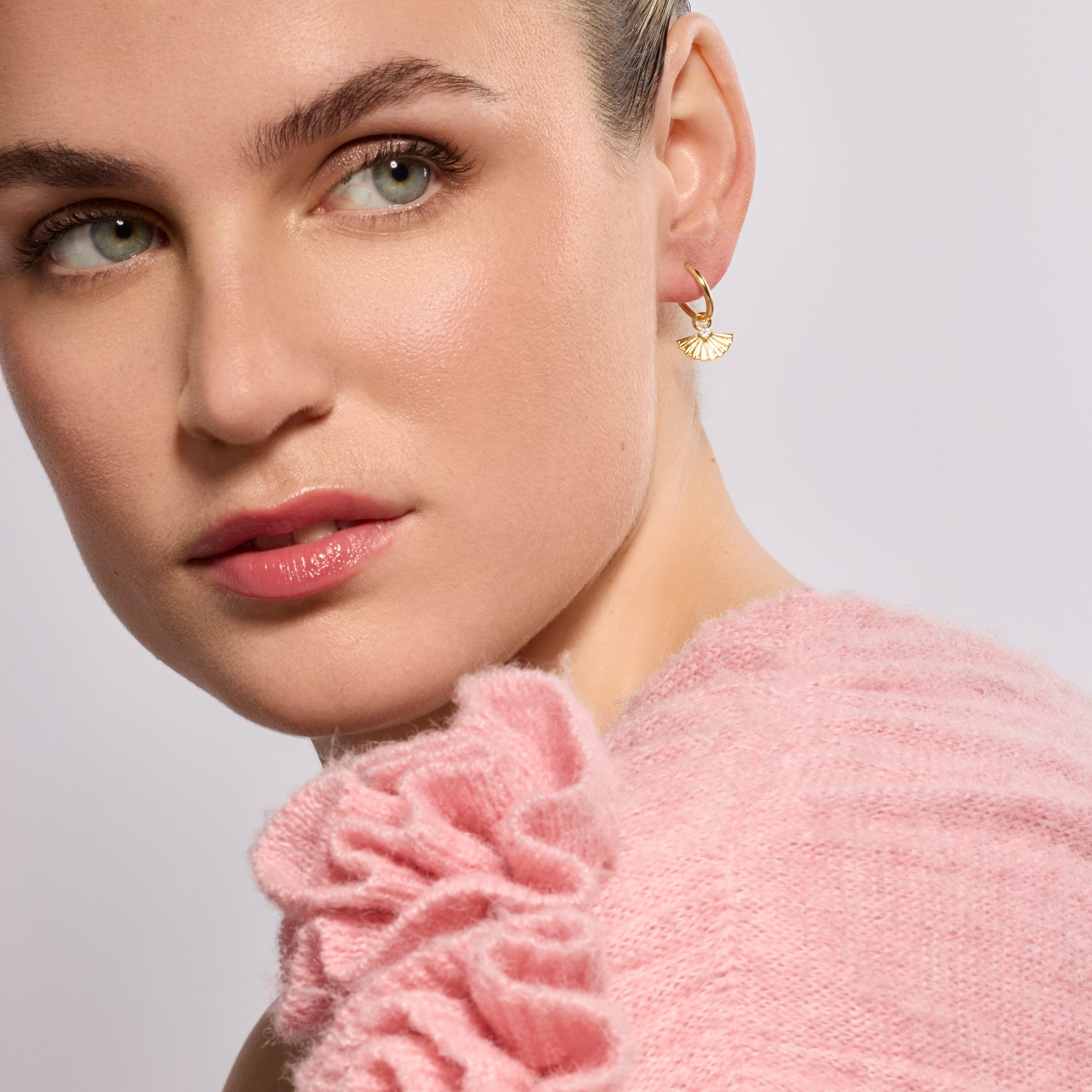 925 Sterling Silver and Brilliant Zirconia Earrings in 18k Yellow Gold Finish - Matabak