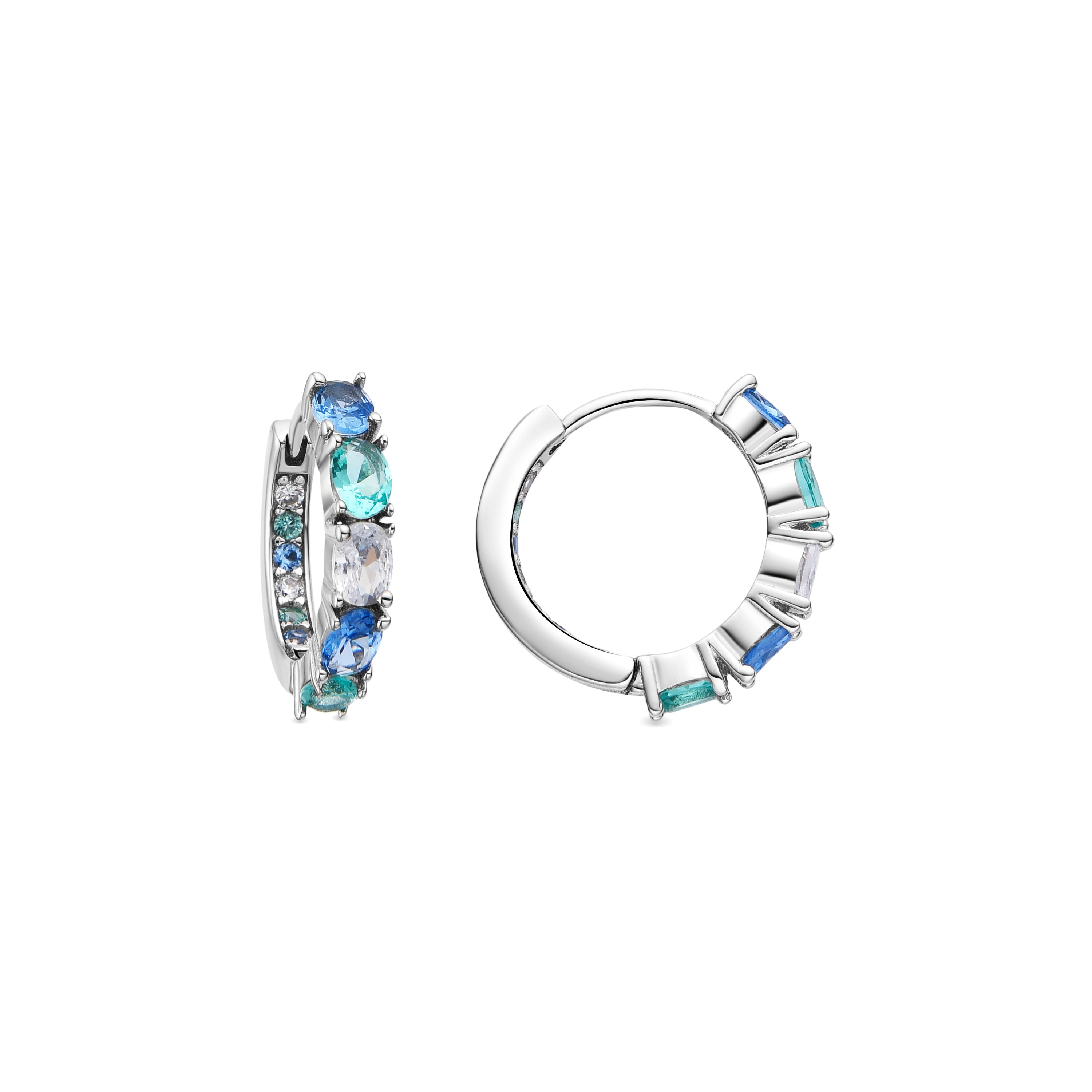 925 Sterling Silver and Aquamarine Zirconia Earrings with Rhodium Finish - Naak
