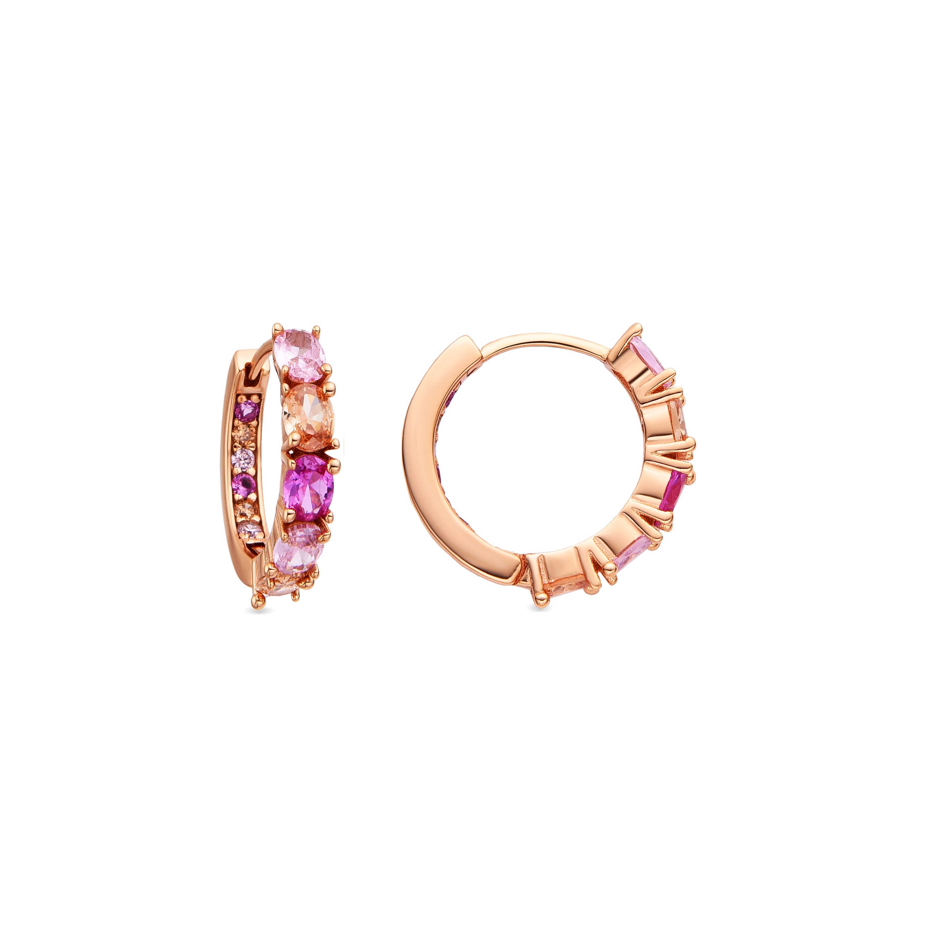925 Sterling Silver and Pink Zirconia Earrings in 18k Yellow Gold Finish - Naak