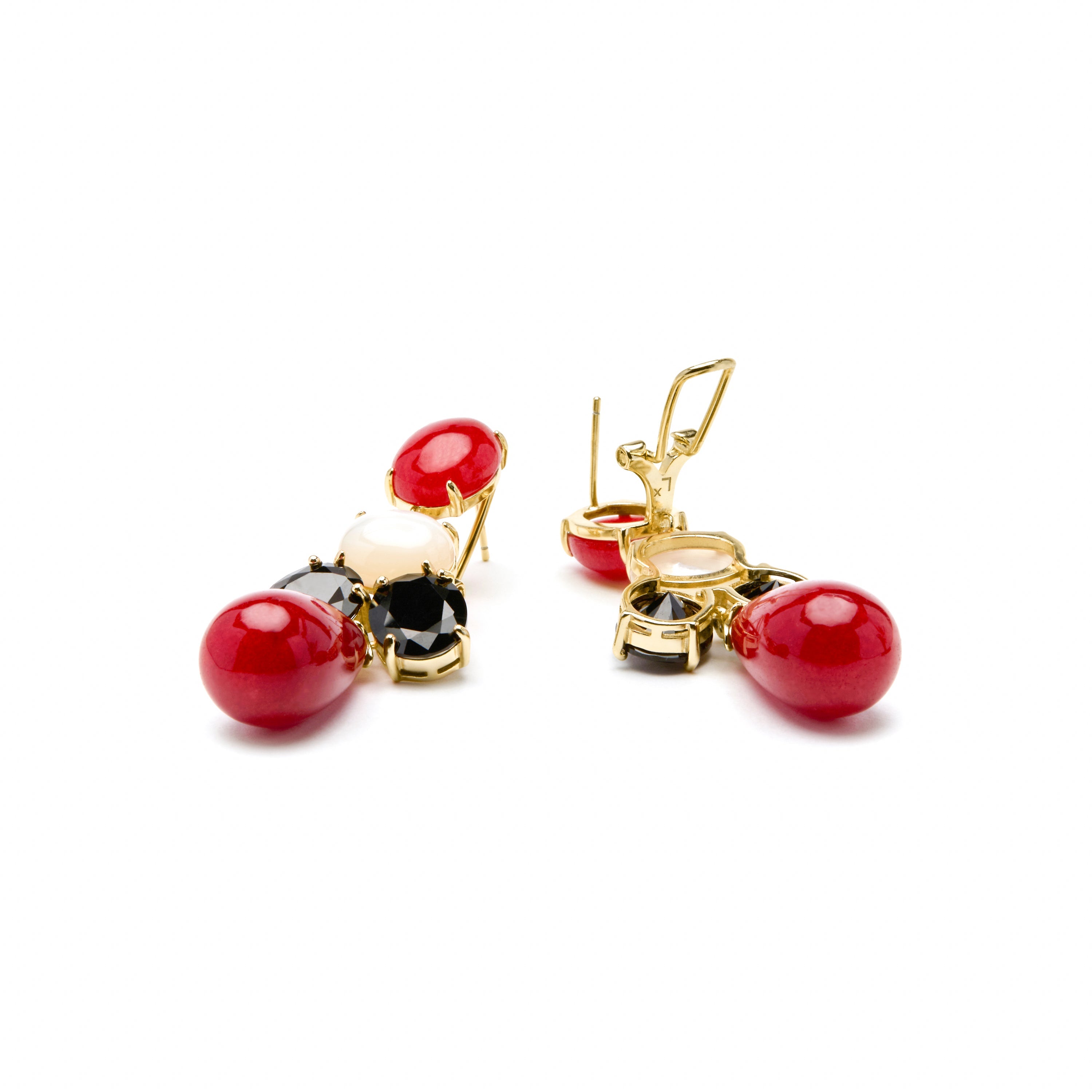 Pendientes de Plata de Ley 925 y Coral acabado oro amarillo de 18k - Dumi