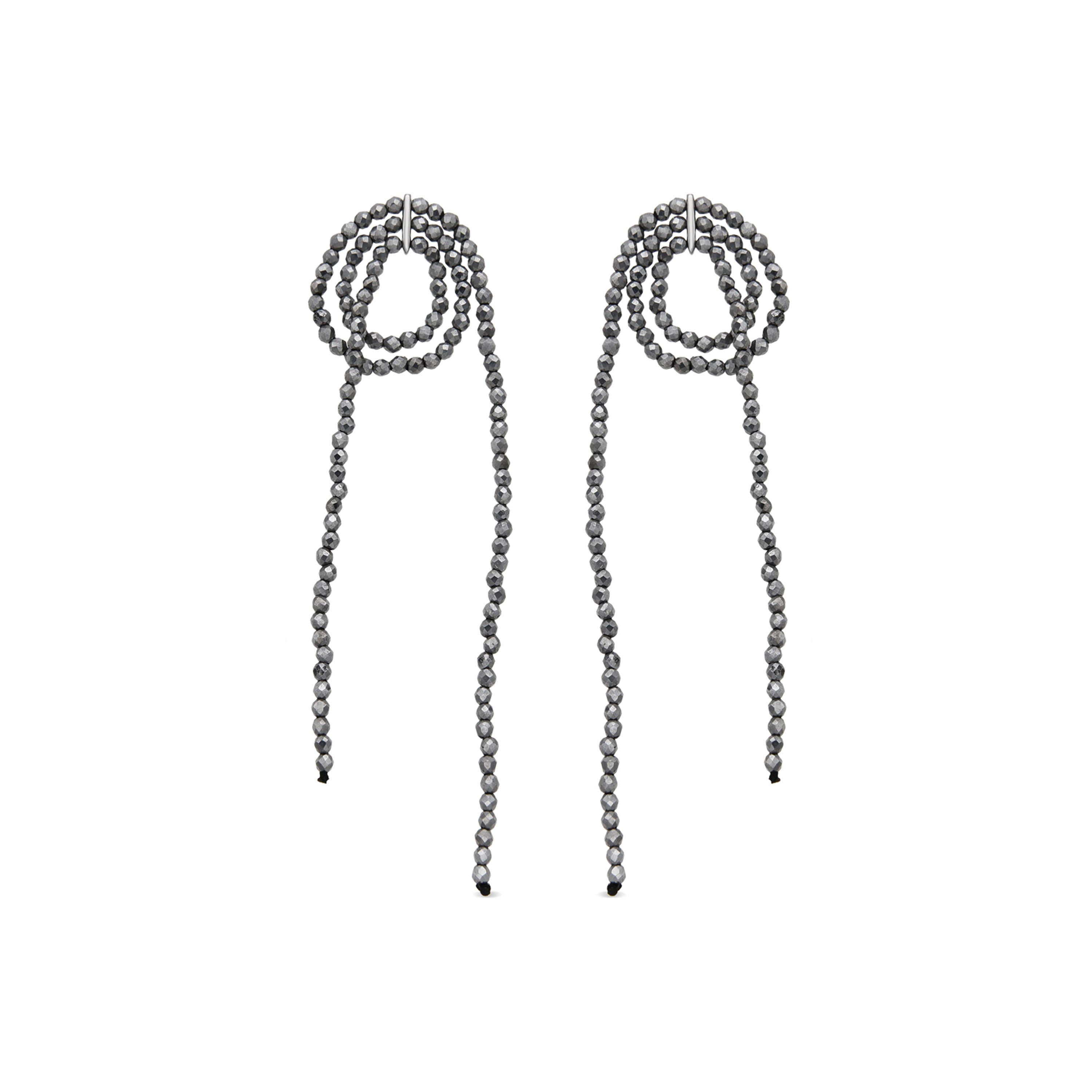 925 Sterling Silver and Hematite Earrings with Rhodium Finish - Lima