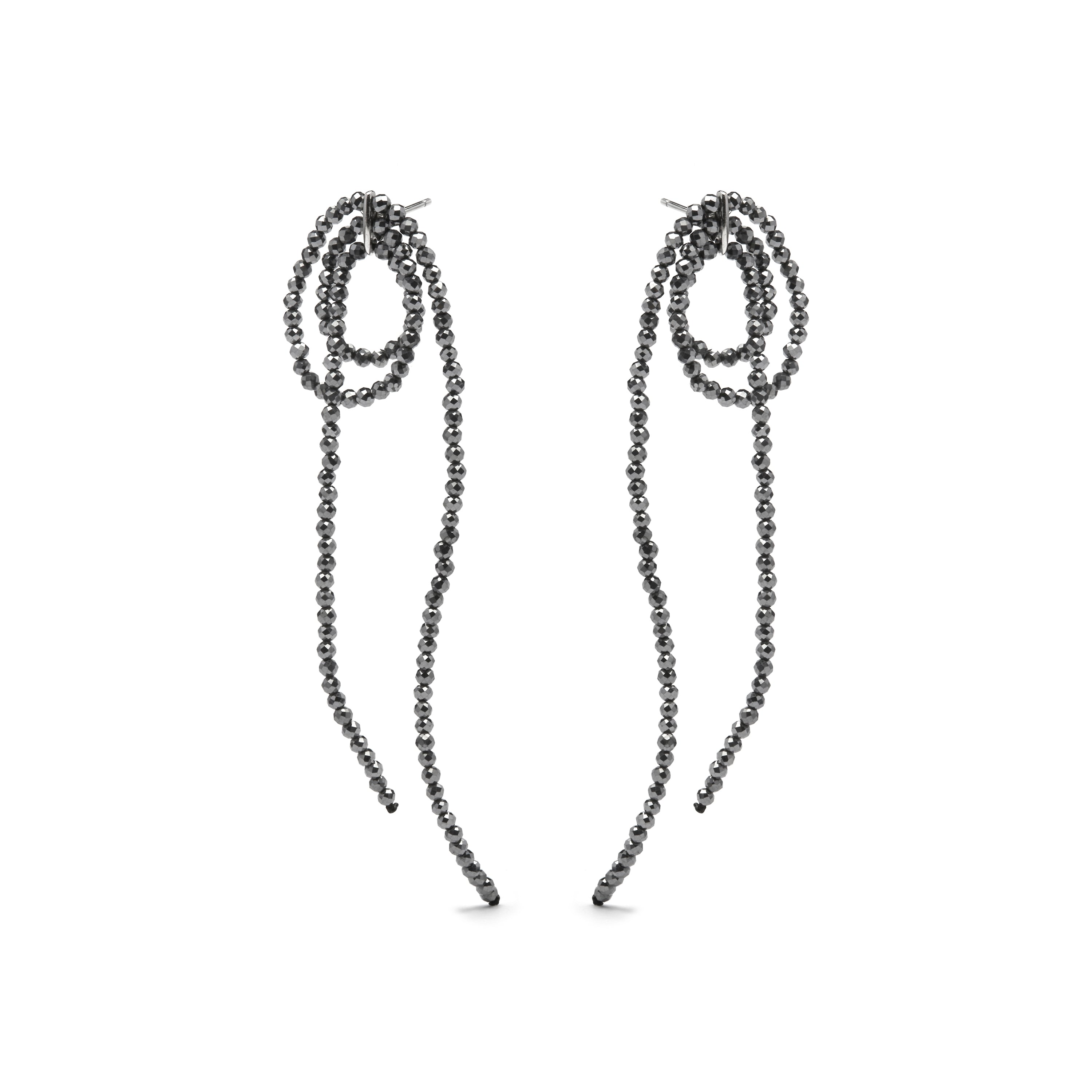 925 Sterling Silver and Hematite Earrings with Rhodium Finish - Lima