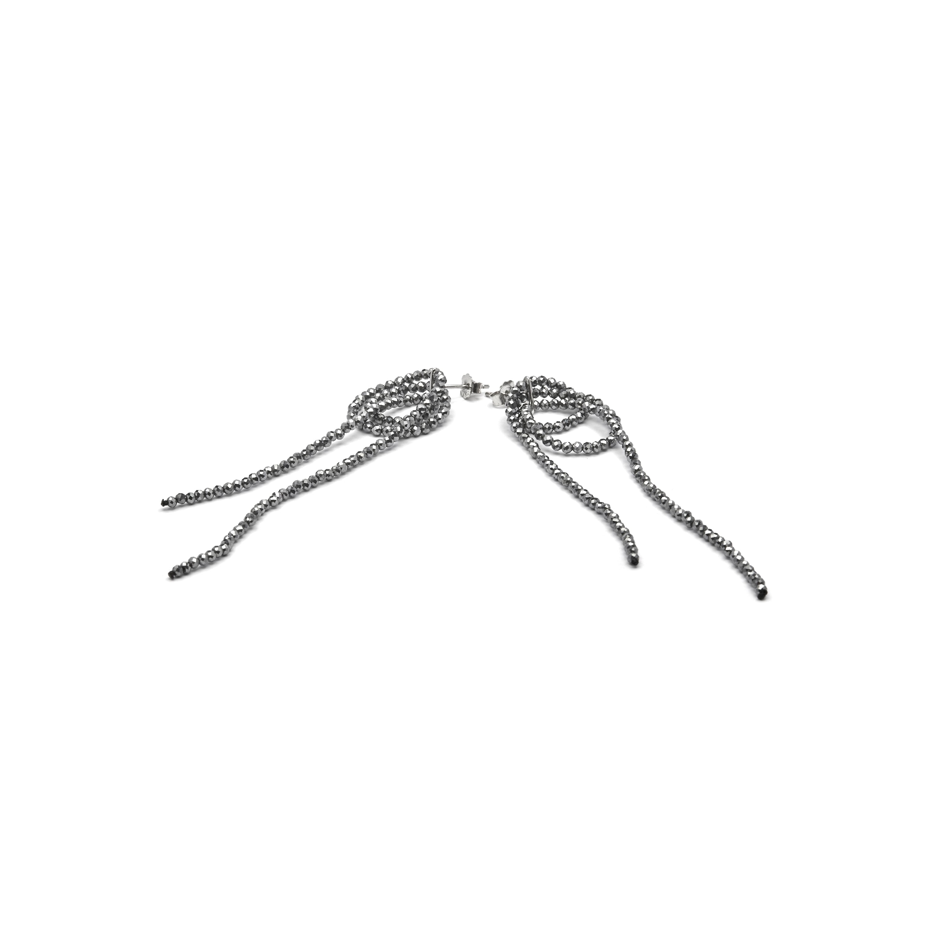 925 Sterling Silver and Hematite Earrings with Rhodium Finish - Lima