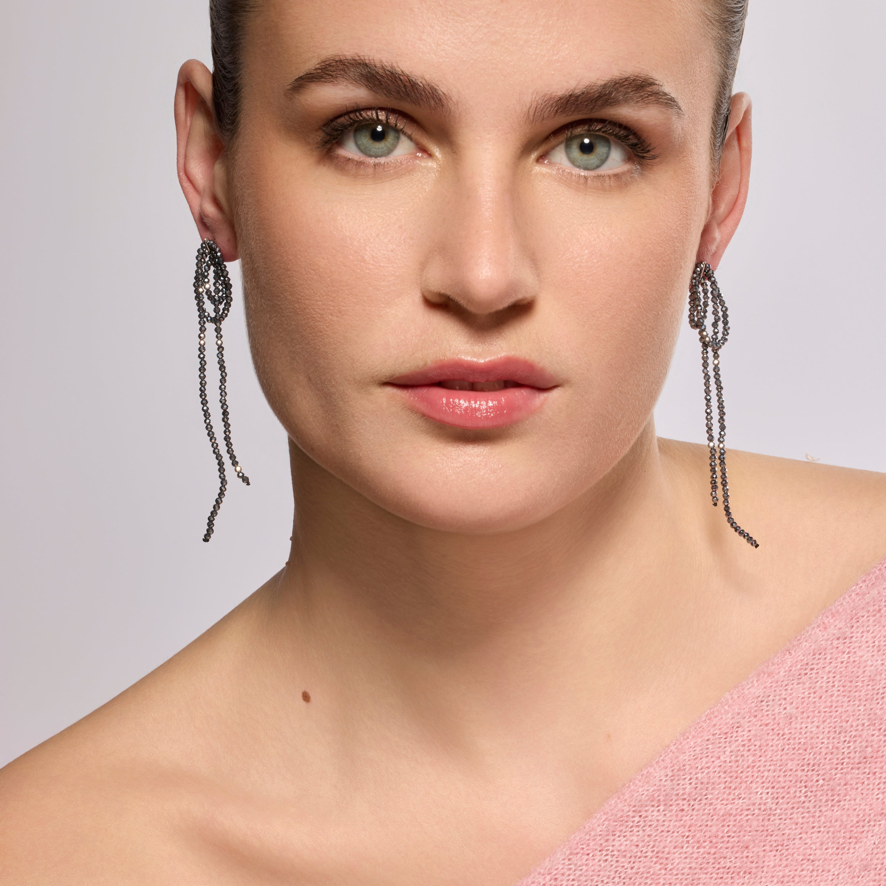 925 Sterling Silver and Hematite Earrings with Rhodium Finish - Lima