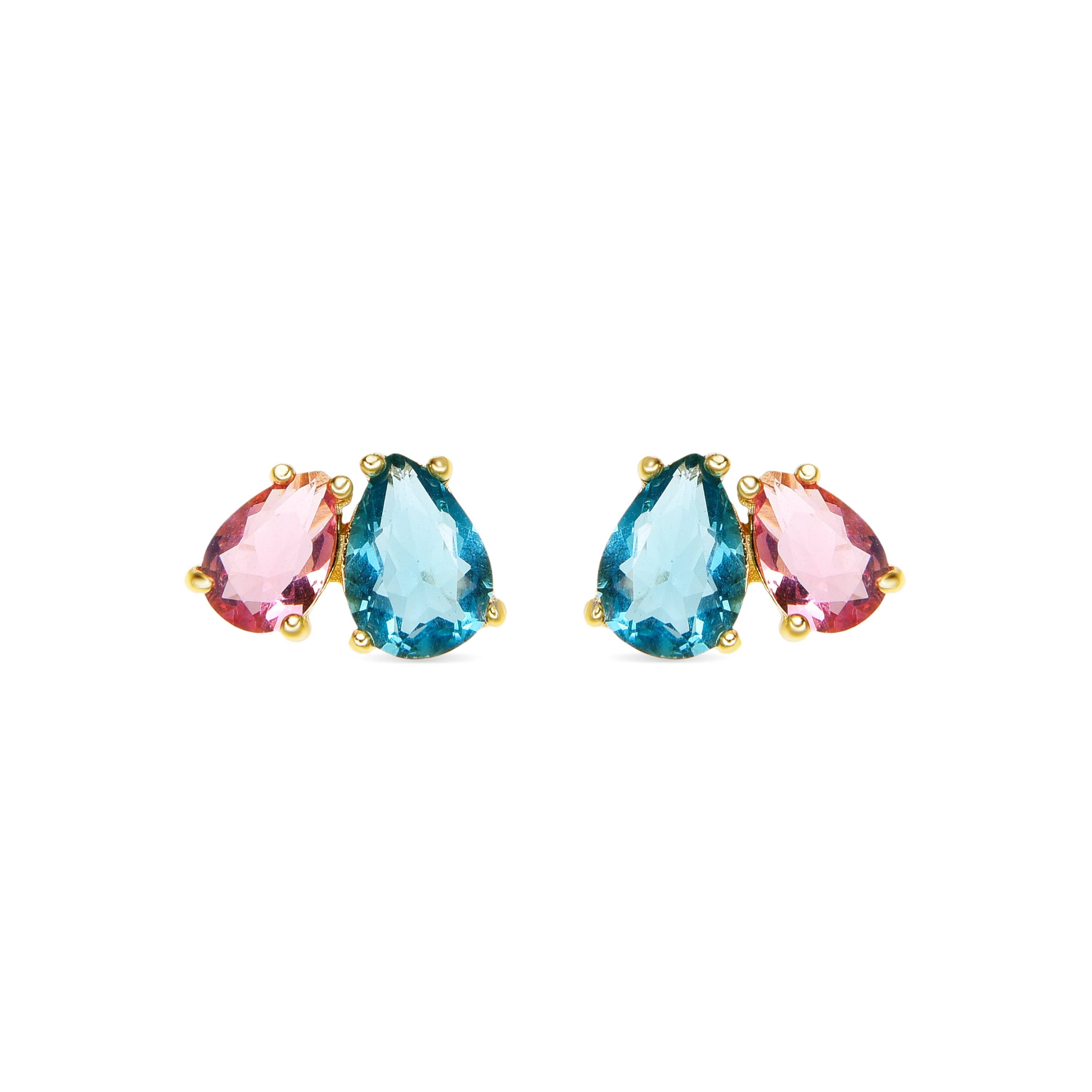 925 Sterling Silver and Multicolor Hydrothermal Quartz Earrings, 18k Yellow Gold Finish - Khata