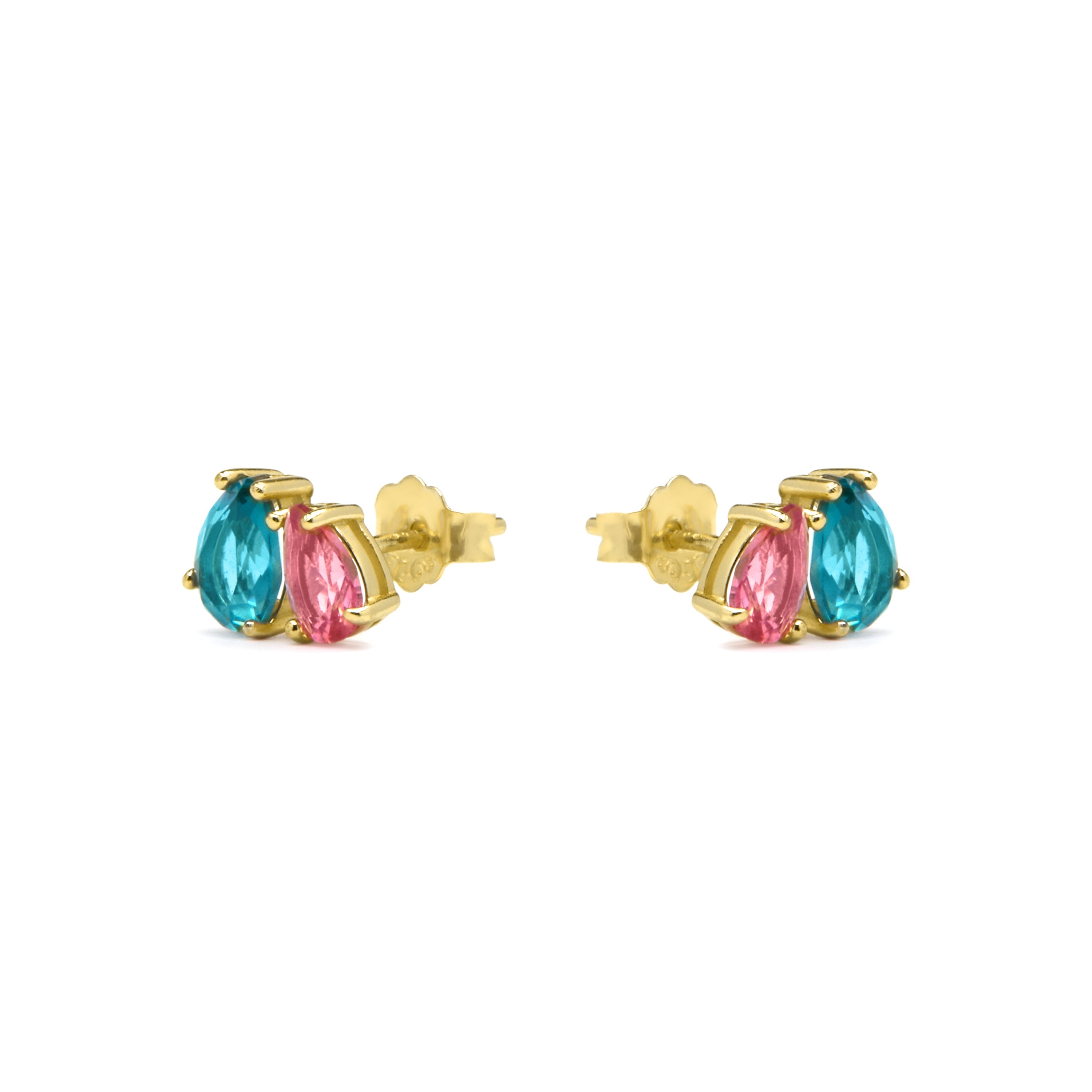 925 Sterling Silver and Multicolor Hydrothermal Quartz Earrings, 18k Yellow Gold Finish - Khata