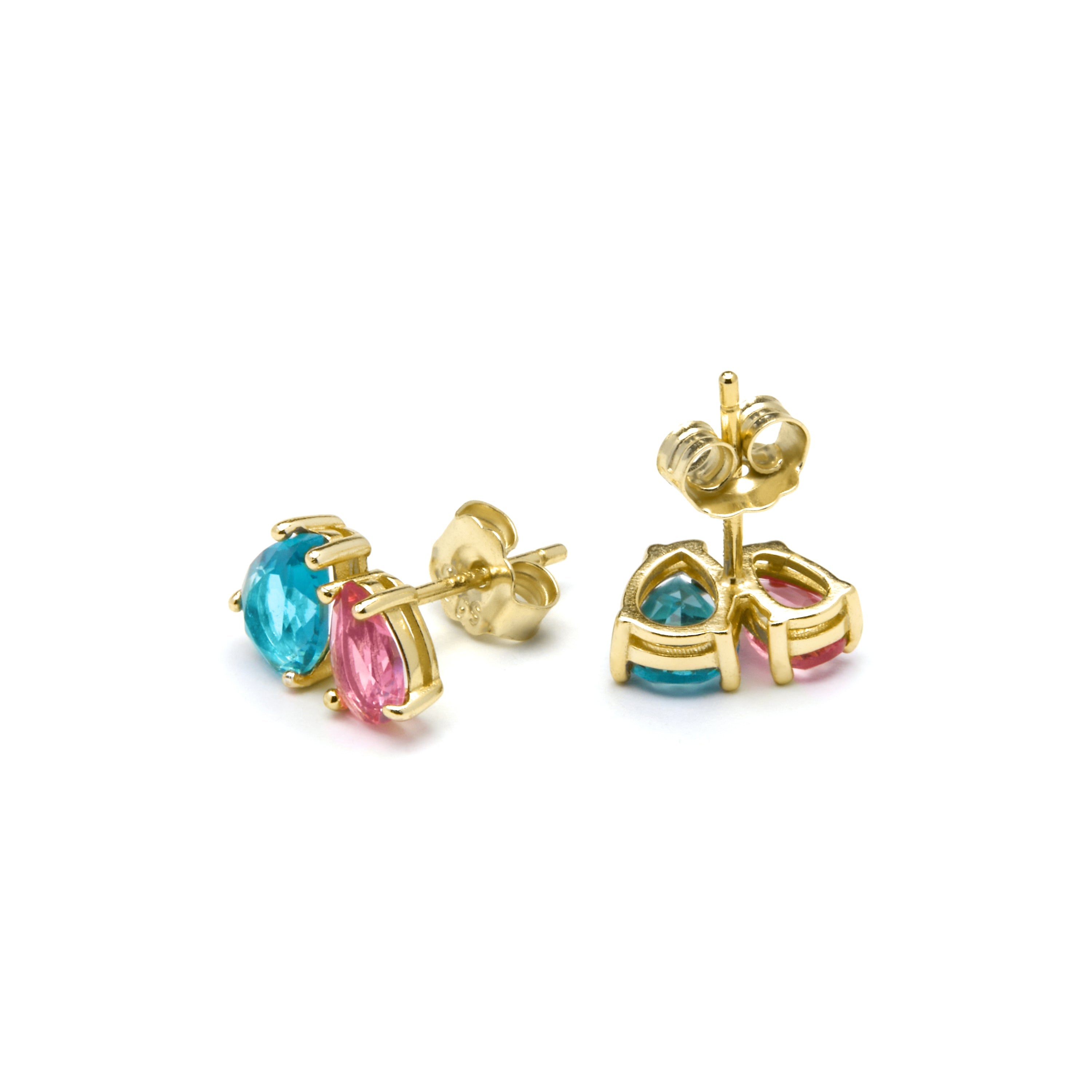 925 Sterling Silver and Multicolor Hydrothermal Quartz Earrings, 18k Yellow Gold Finish - Khata