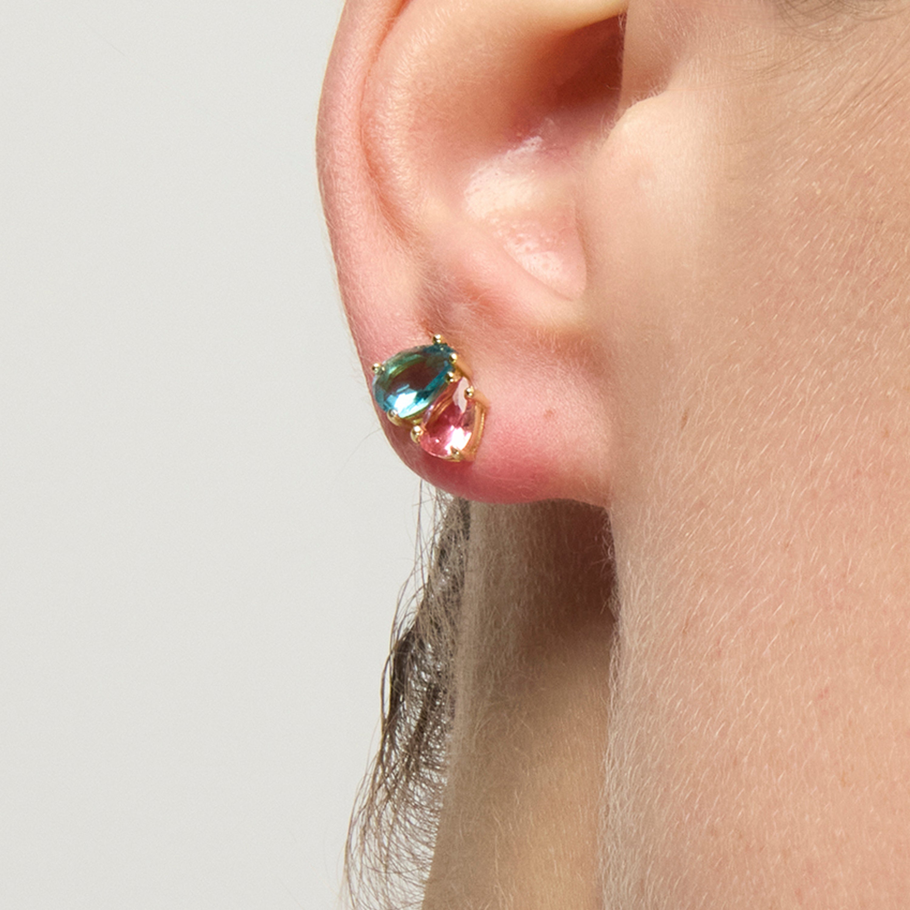 925 Sterling Silver and Multicolor Hydrothermal Quartz Earrings, 18k Yellow Gold Finish - Khata