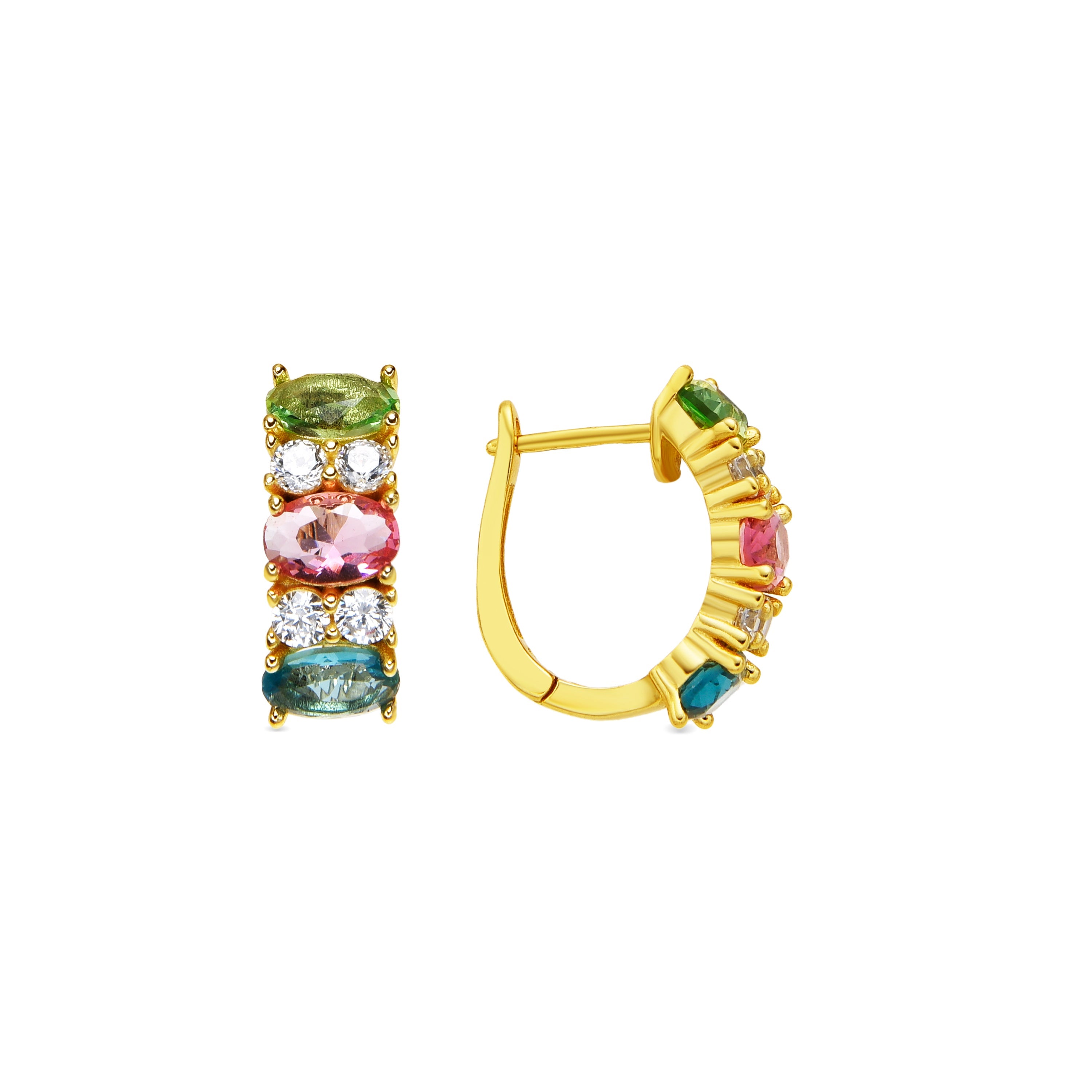 925 Sterling Silver and Multicolor Hydrothermal Quartz Earrings with 18k Yellow Gold Finish - Mohea