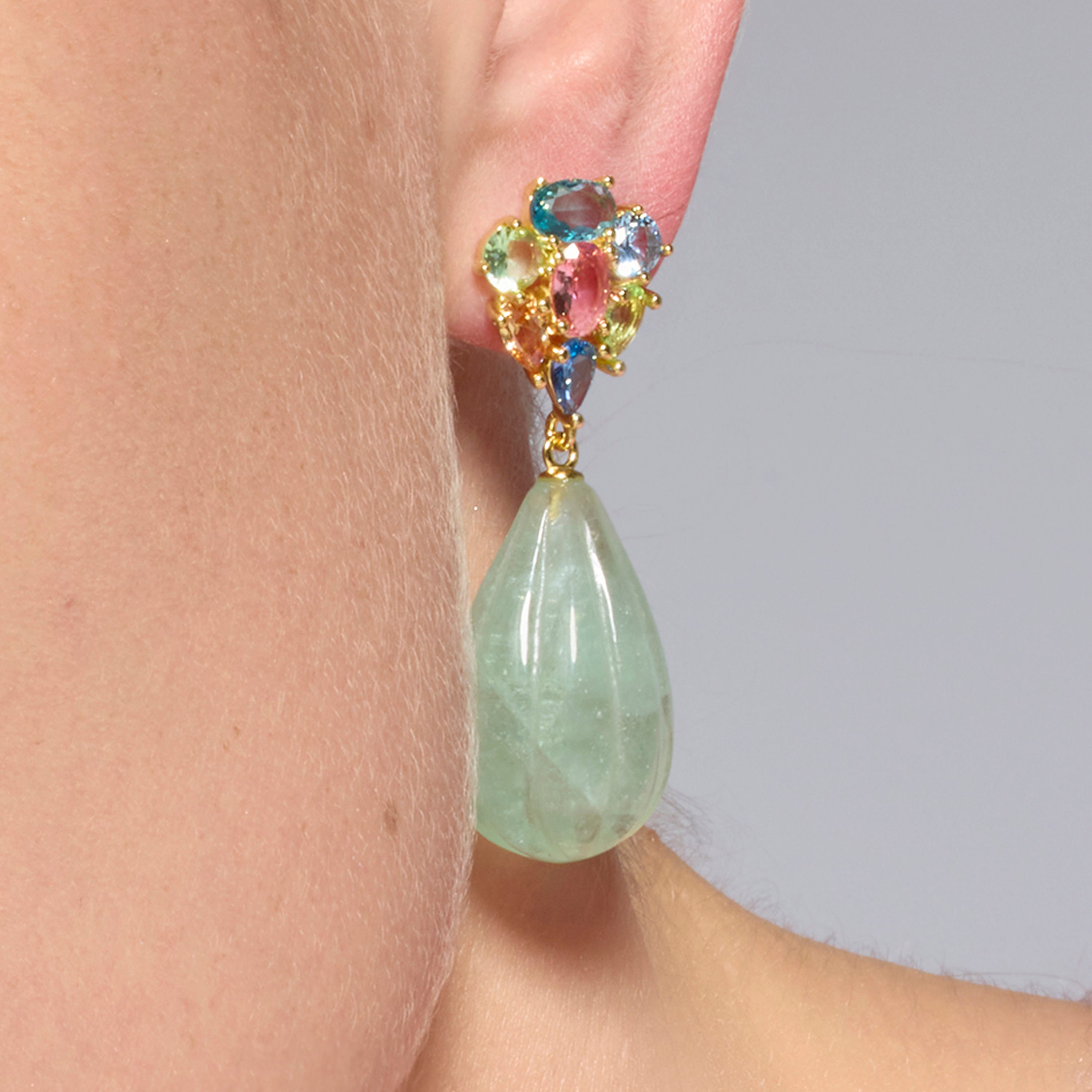 925 Sterling Silver and Multicolor Hydrothermal Quartz Earrings with 18k Yellow Gold Finish - Kimon