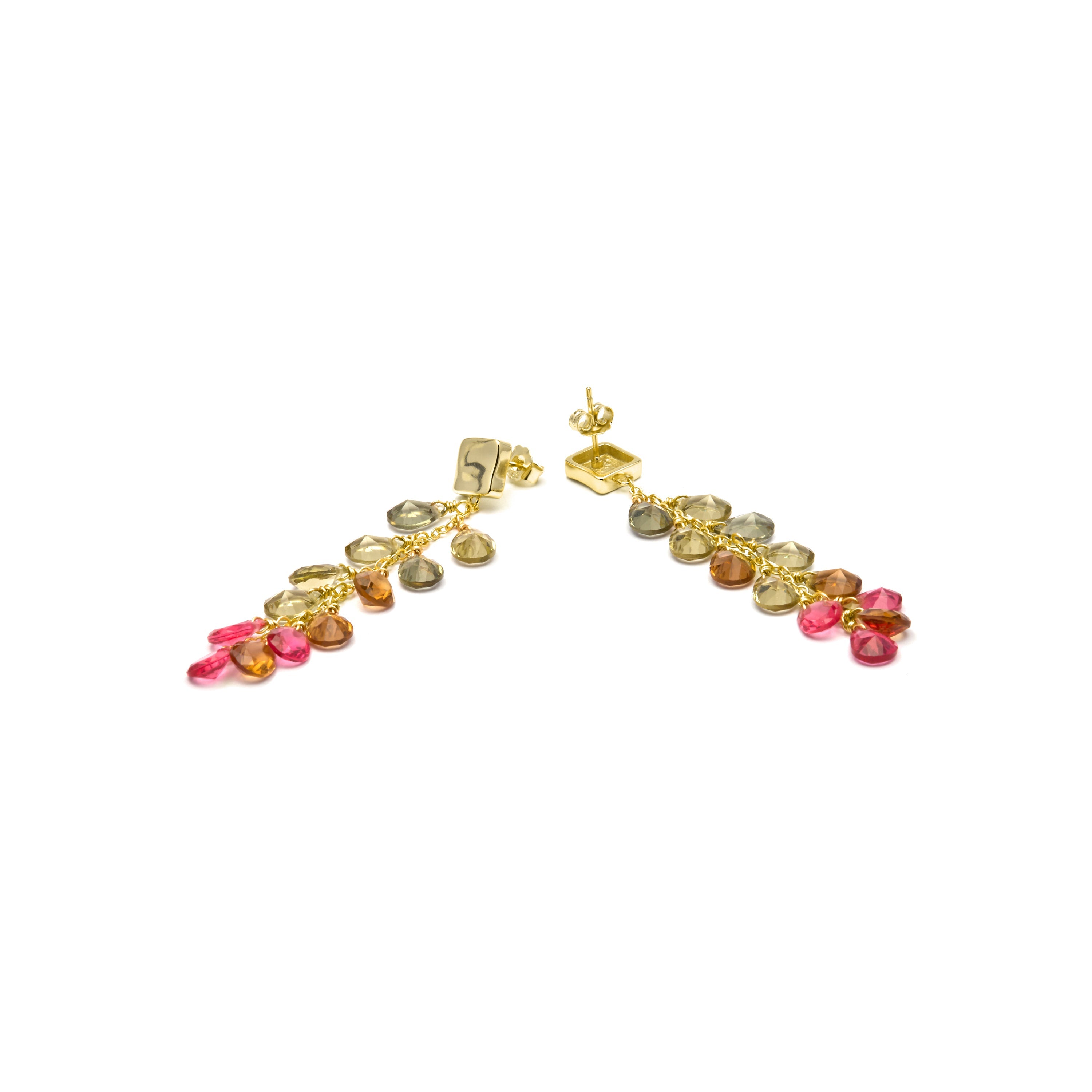 925 Sterling Silver and Multicolor Hydrothermal Quartz Earrings in 18k Yellow Gold Finish - Jedo