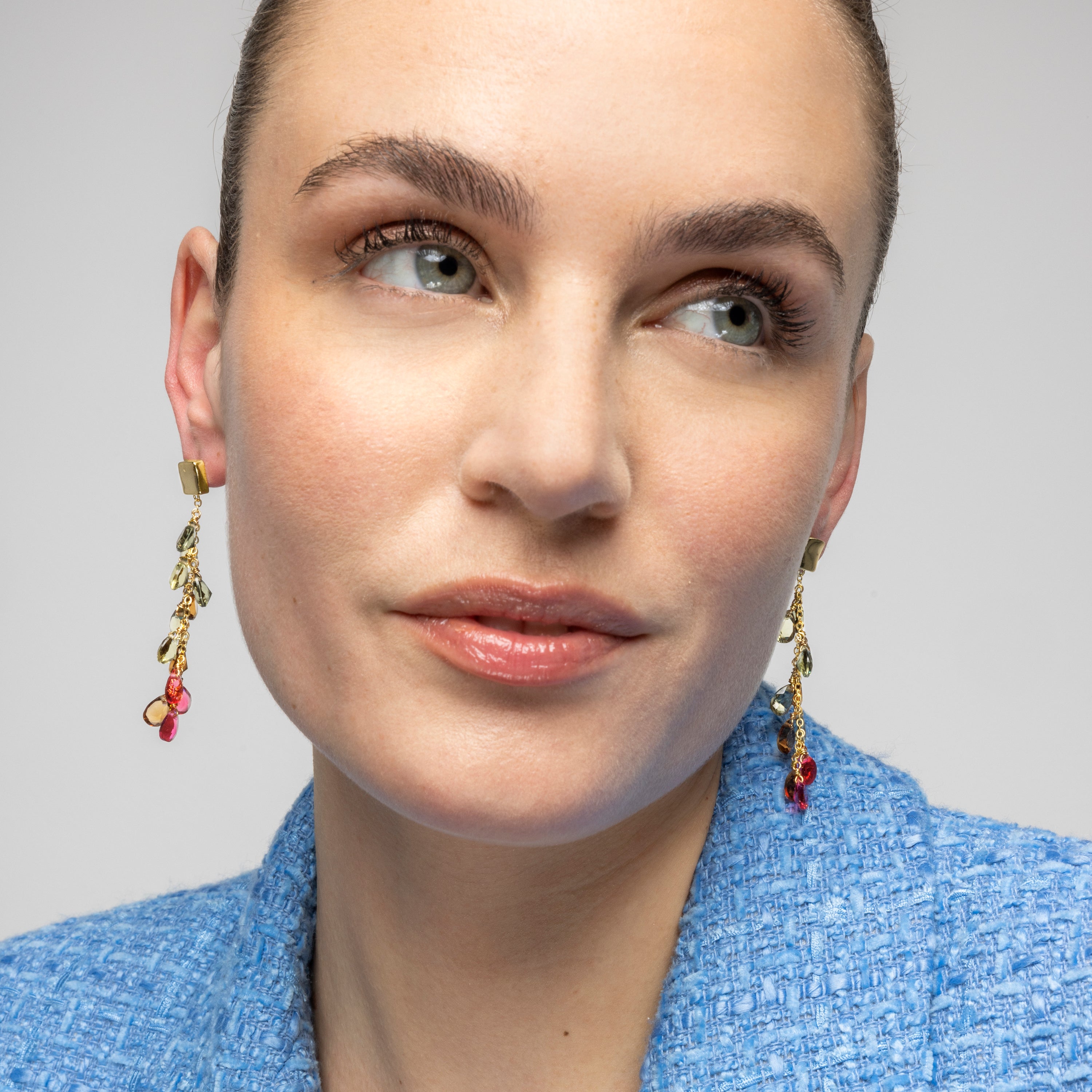 925 Sterling Silver and Multicolor Hydrothermal Quartz Earrings in 18k Yellow Gold Finish - Jedo