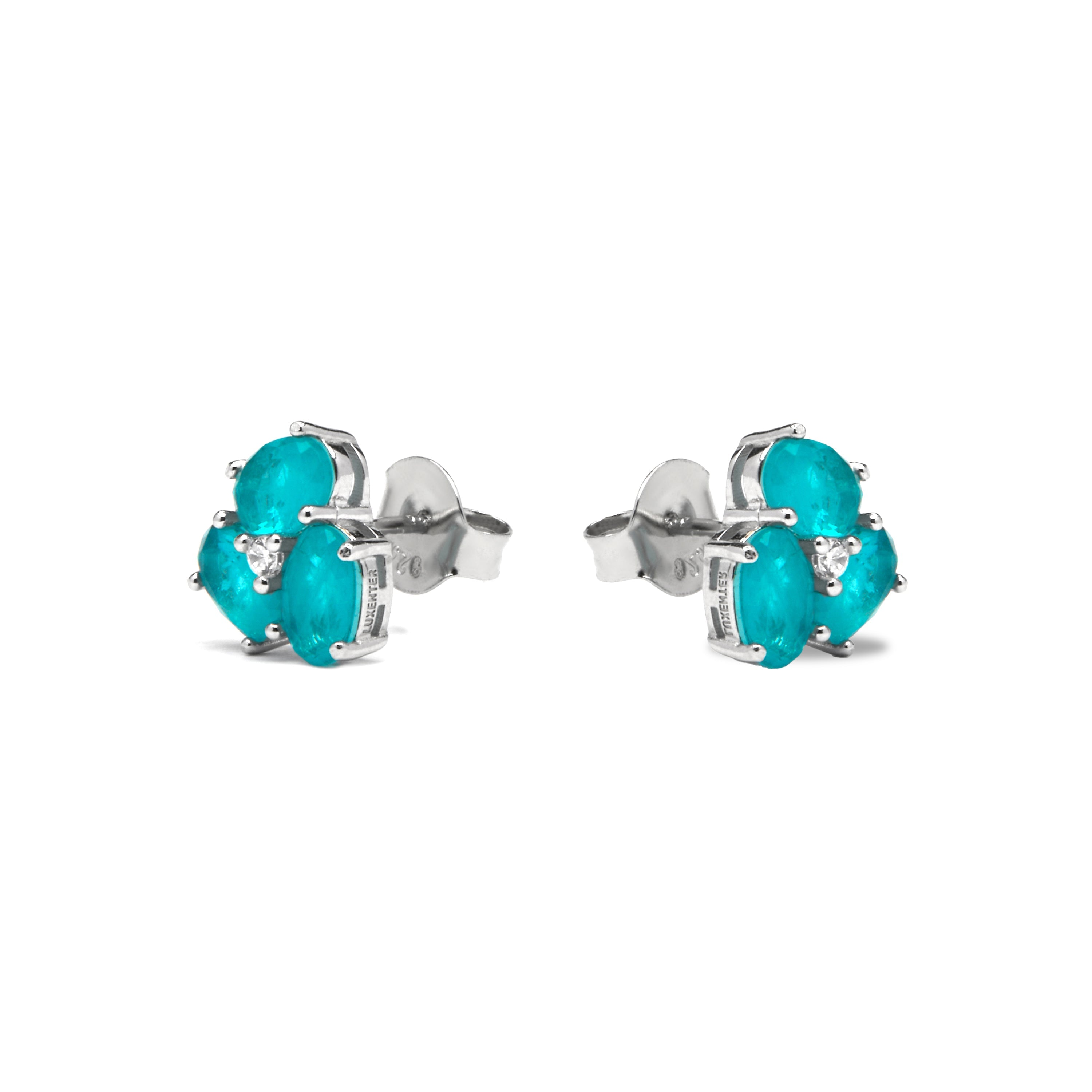 925 Sterling Silver and Aquamarine Hydrothermal Quartz Earrings with Rhodium Finish - Mursha