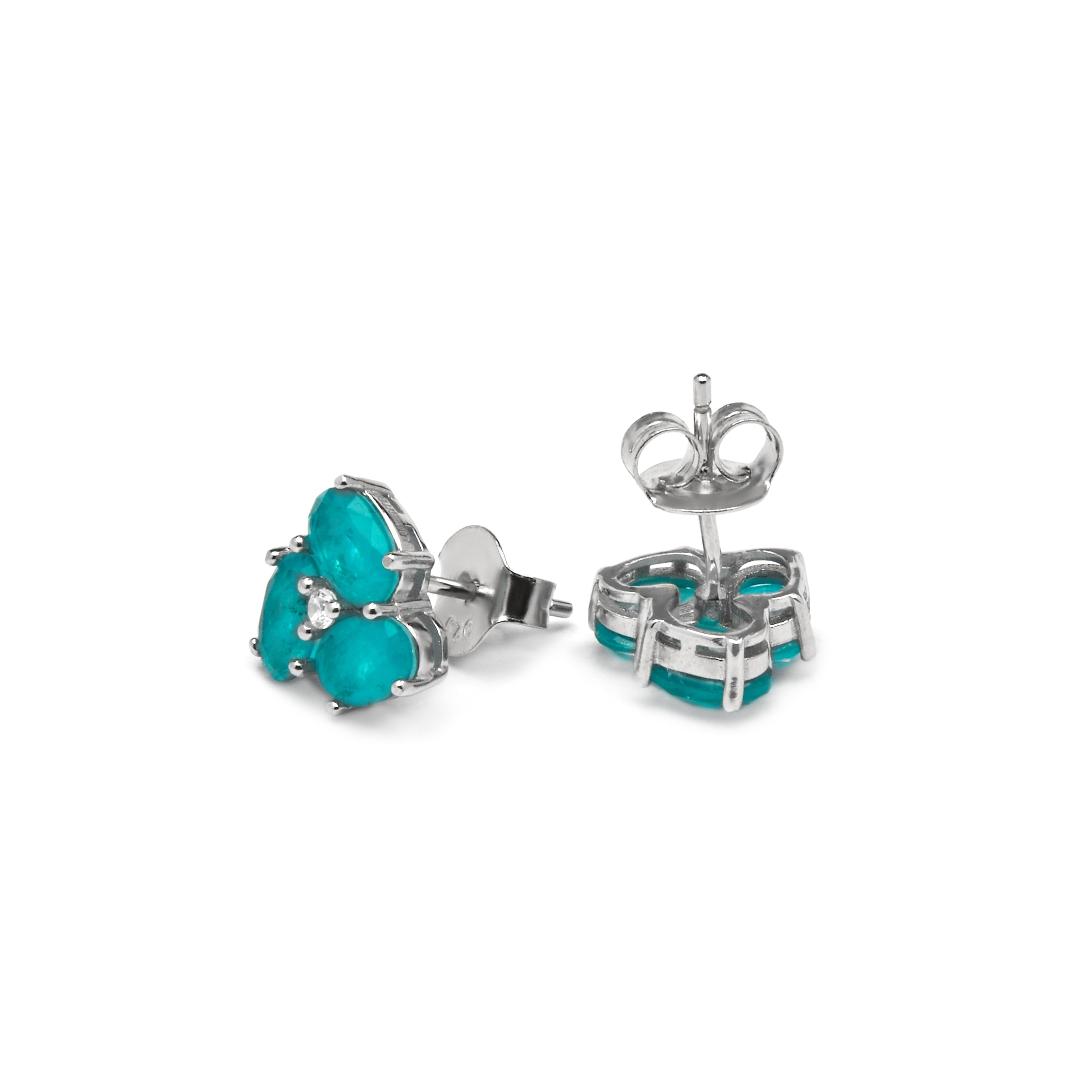 925 Sterling Silver and Aquamarine Hydrothermal Quartz Earrings with Rhodium Finish - Mursha