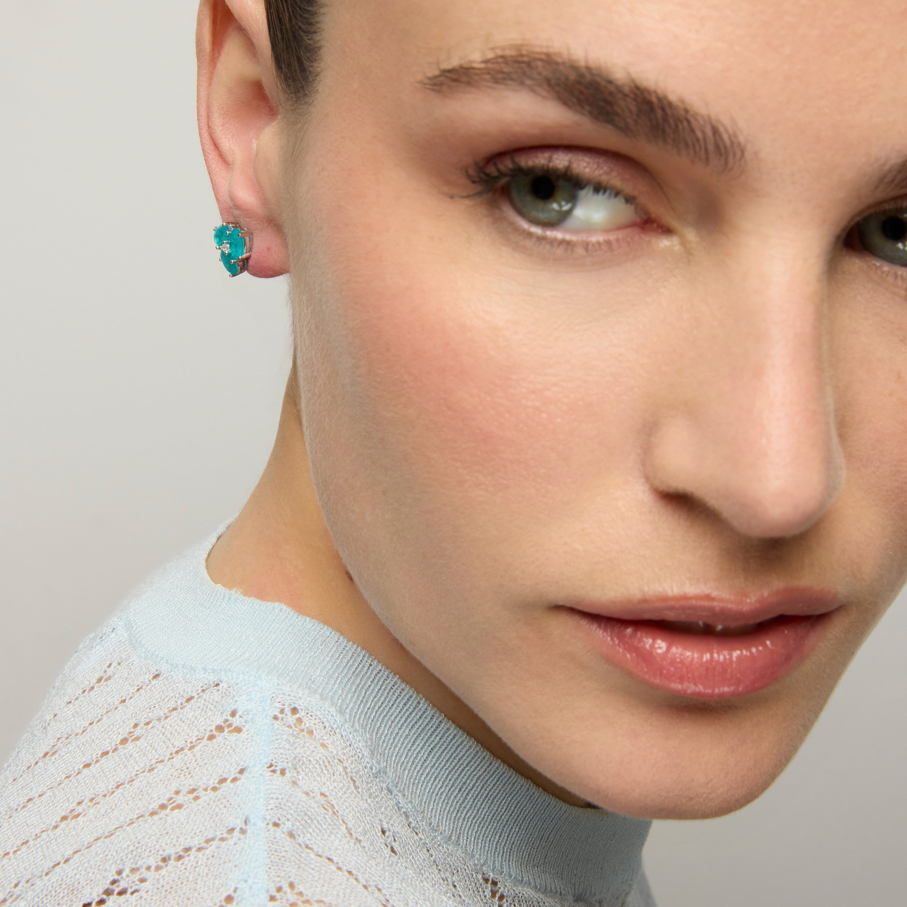 925 Sterling Silver and Aquamarine Hydrothermal Quartz Earrings with Rhodium Finish - Mursha