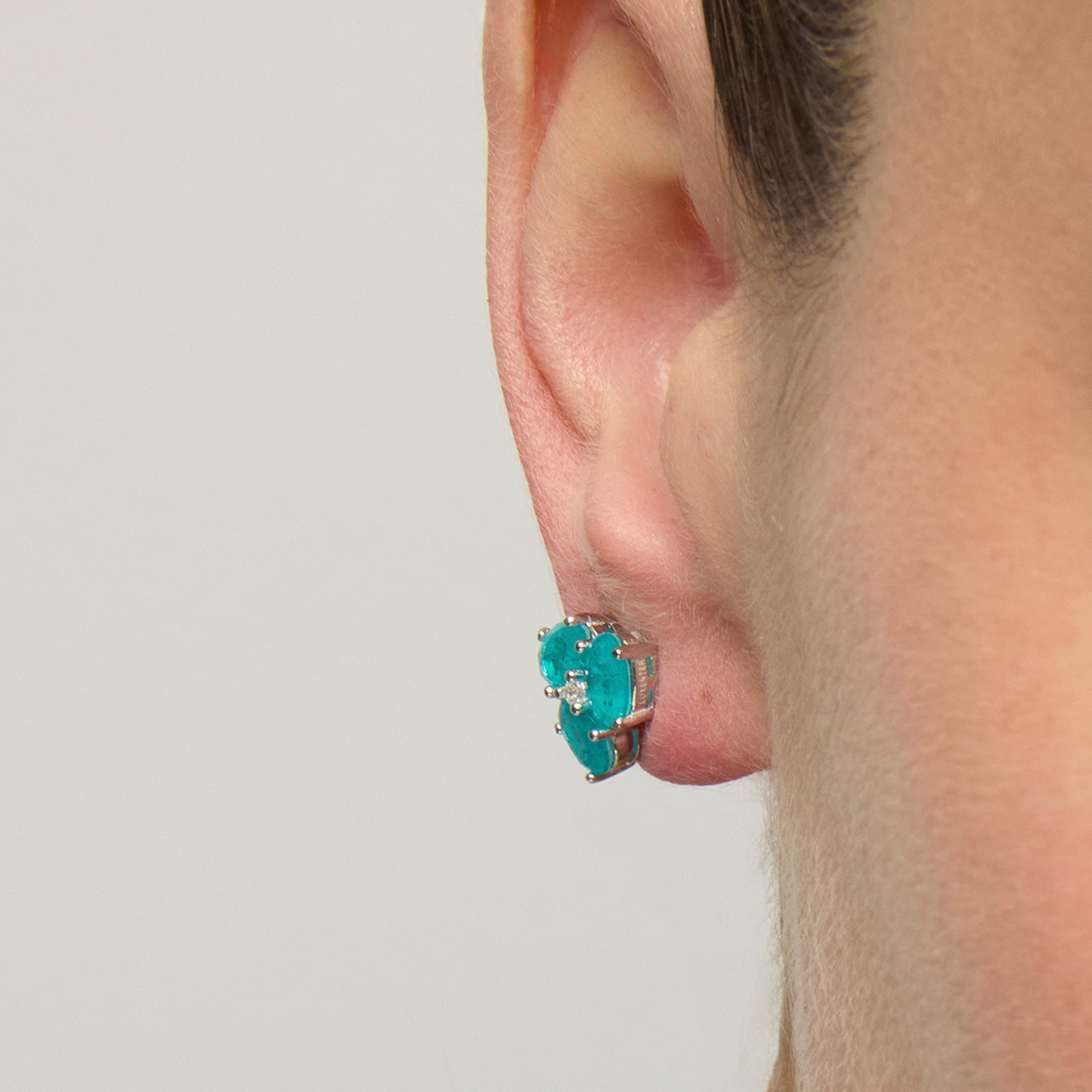 925 Sterling Silver and Aquamarine Hydrothermal Quartz Earrings with Rhodium Finish - Mursha