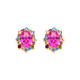 Pendientes de Plata de Ley 925 y Circonita Rubí acabado oro amarillo de 18k - Mezay