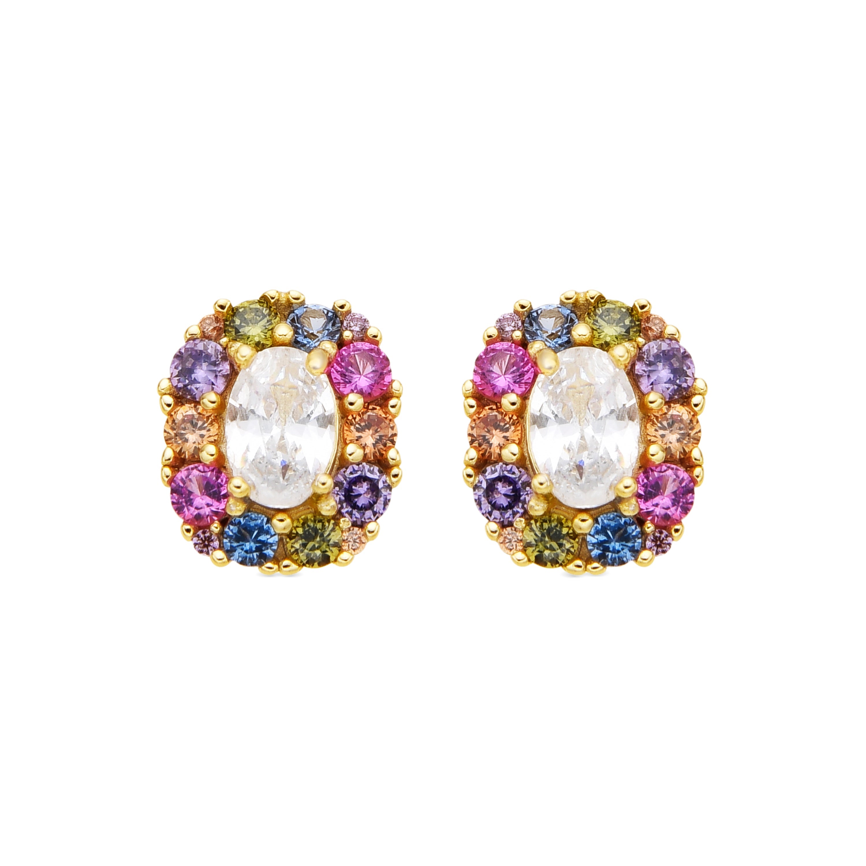 Pendientes de Plata de Ley 925 y Circonita Multicolor acabado oro amarillo de 18k - Mezay