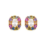 Pendientes de Plata de Ley 925 y Circonita Multicolor acabado oro amarillo de 18k - Mezay