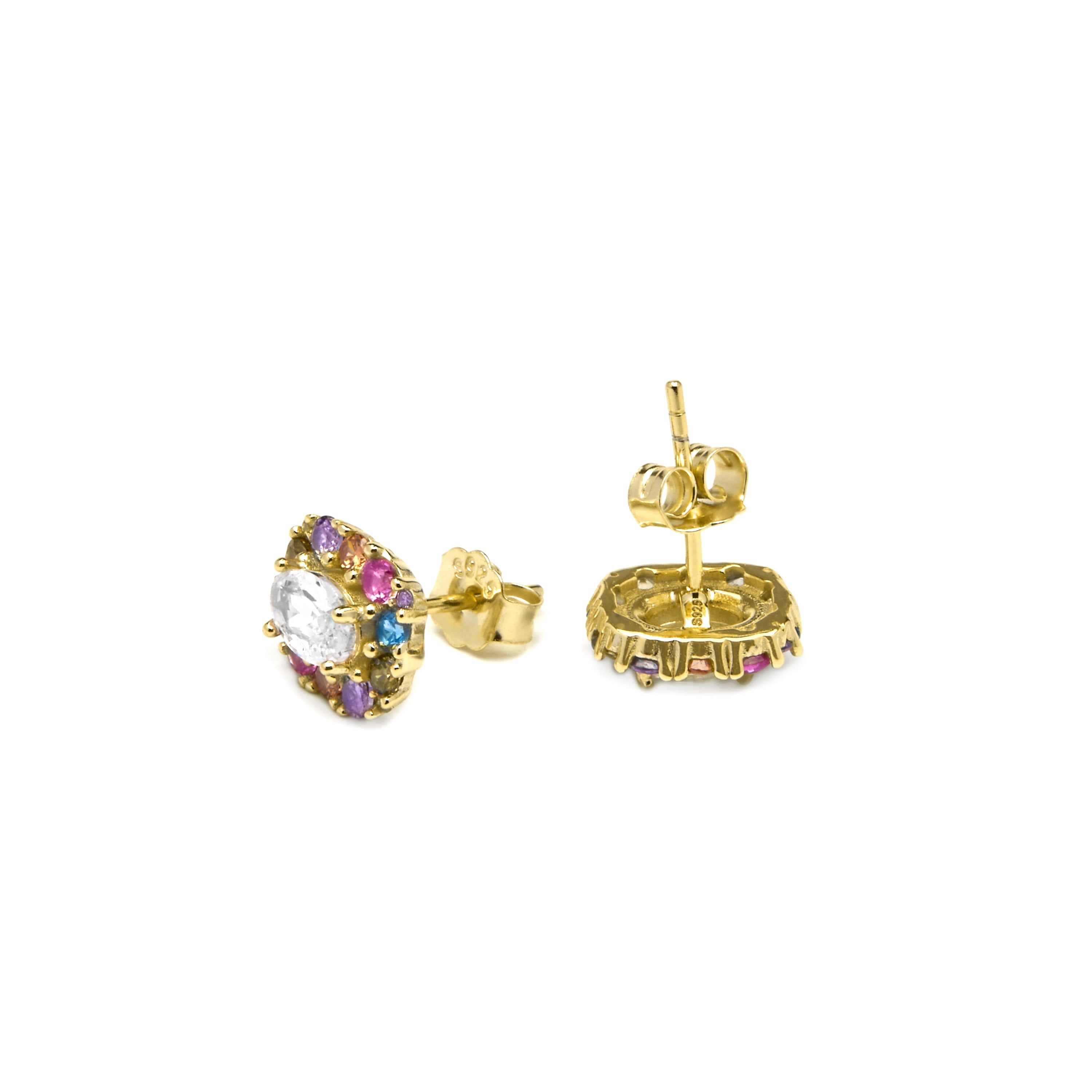 Pendientes de Plata de Ley 925 y Circonita Multicolor acabado oro amarillo de 18k - Mezay