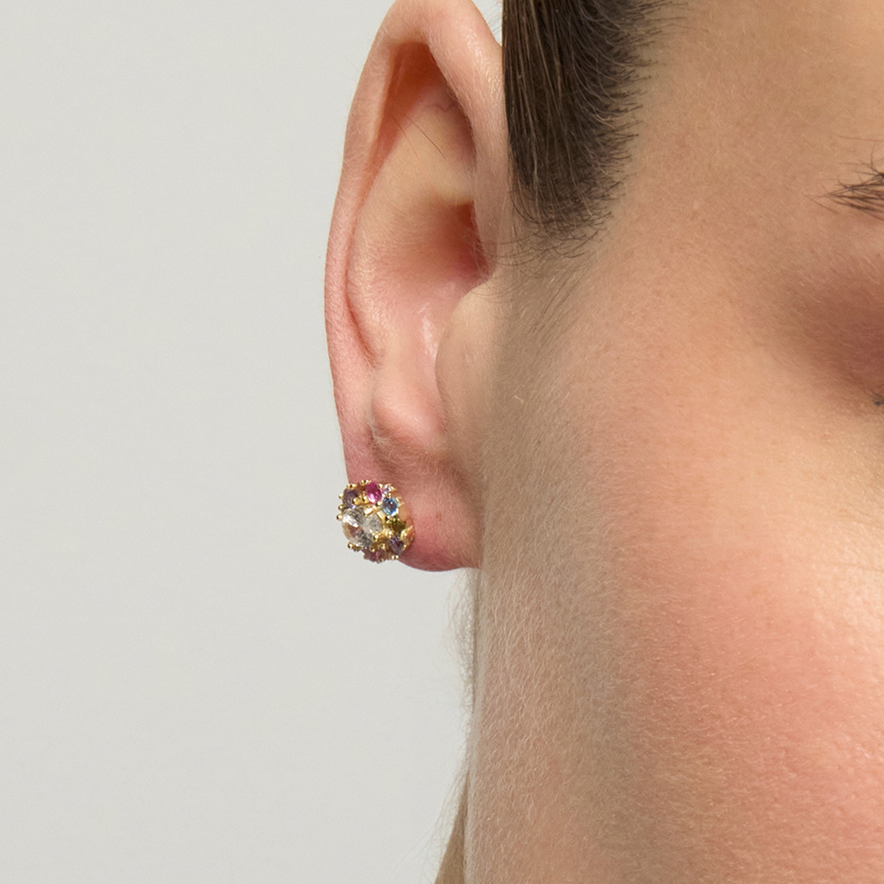 Pendientes de Plata de Ley 925 y Circonita Multicolor acabado oro amarillo de 18k - Mezay