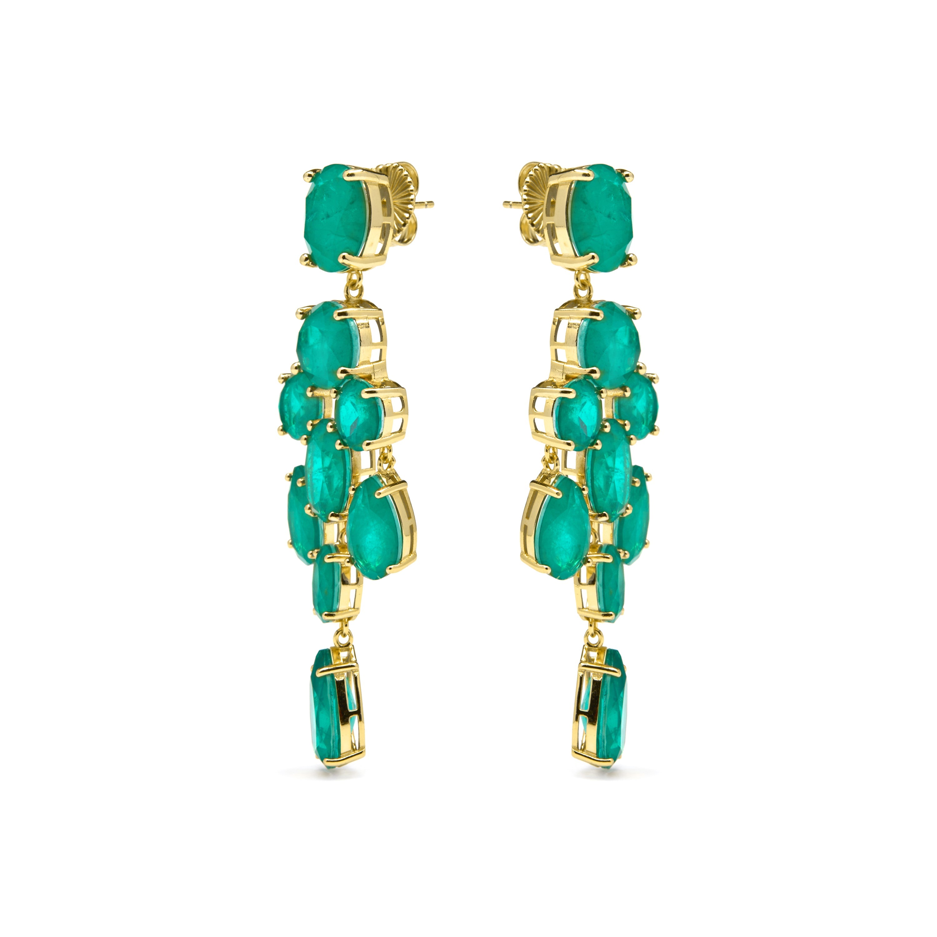 925 Sterling Silver and Paraiba Green Hydrothermal Quartz Earrings in 18k Yellow Gold Finish - Kimid
