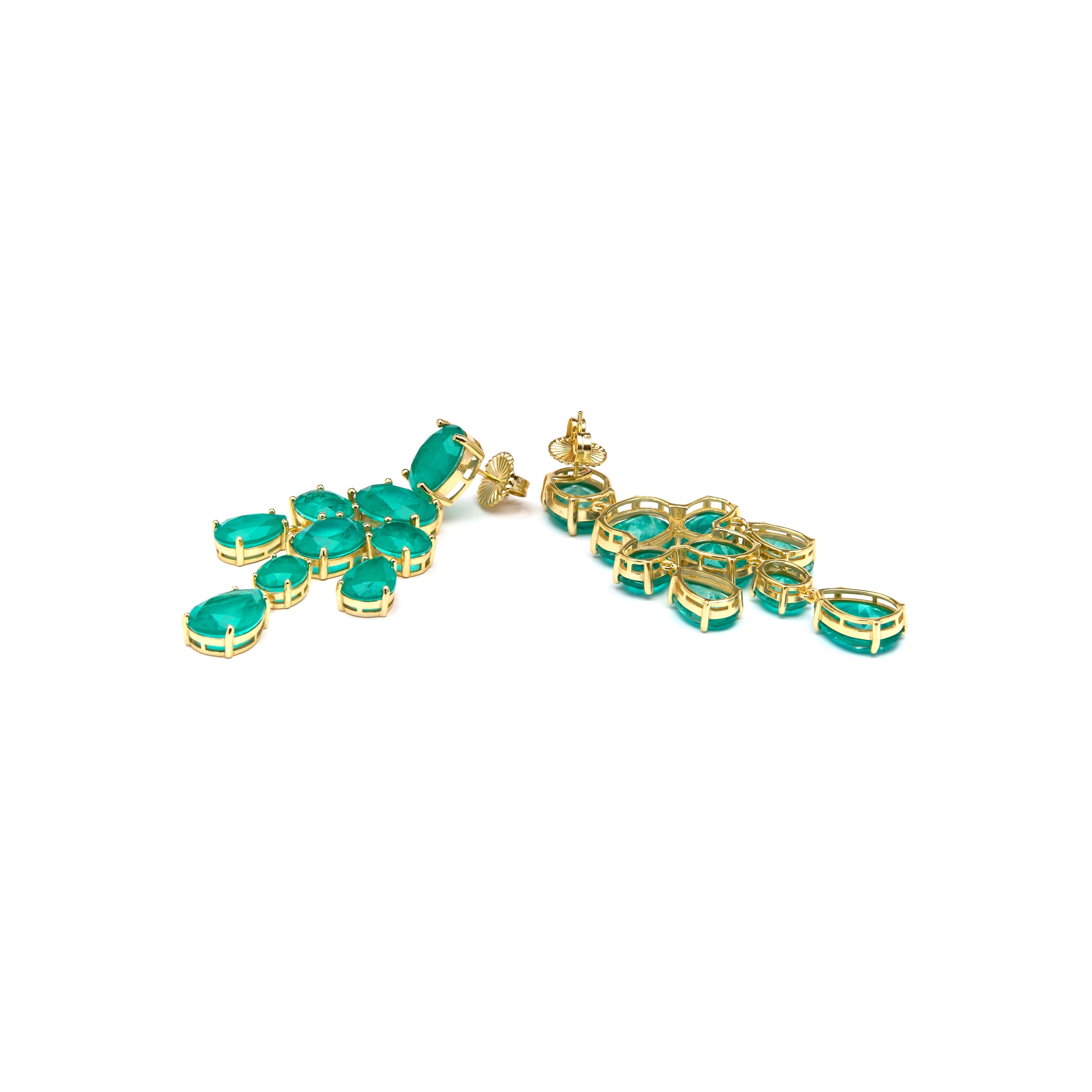 925 Sterling Silver and Paraiba Green Hydrothermal Quartz Earrings in 18k Yellow Gold Finish - Kimid