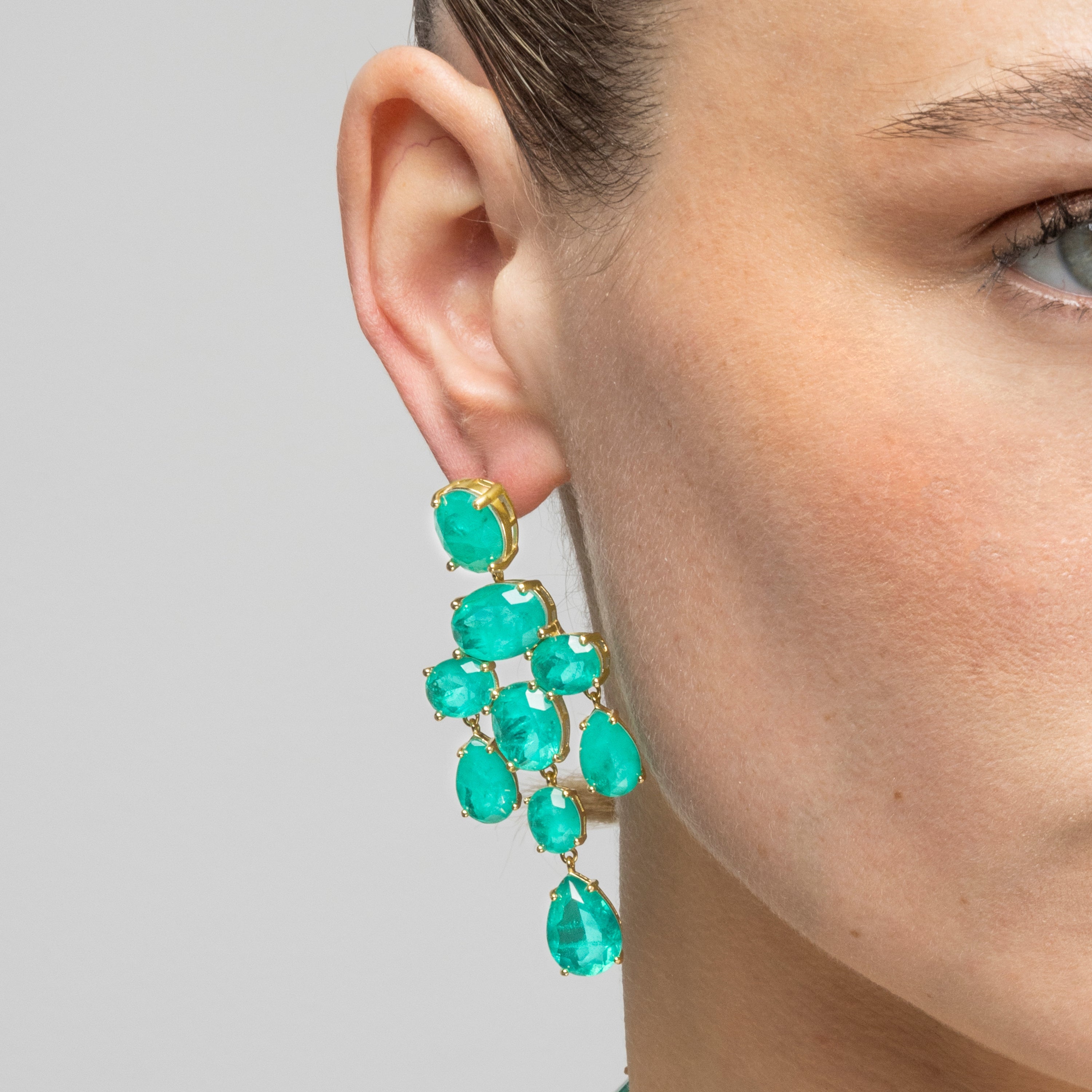 925 Sterling Silver and Paraiba Green Hydrothermal Quartz Earrings in 18k Yellow Gold Finish - Kimid
