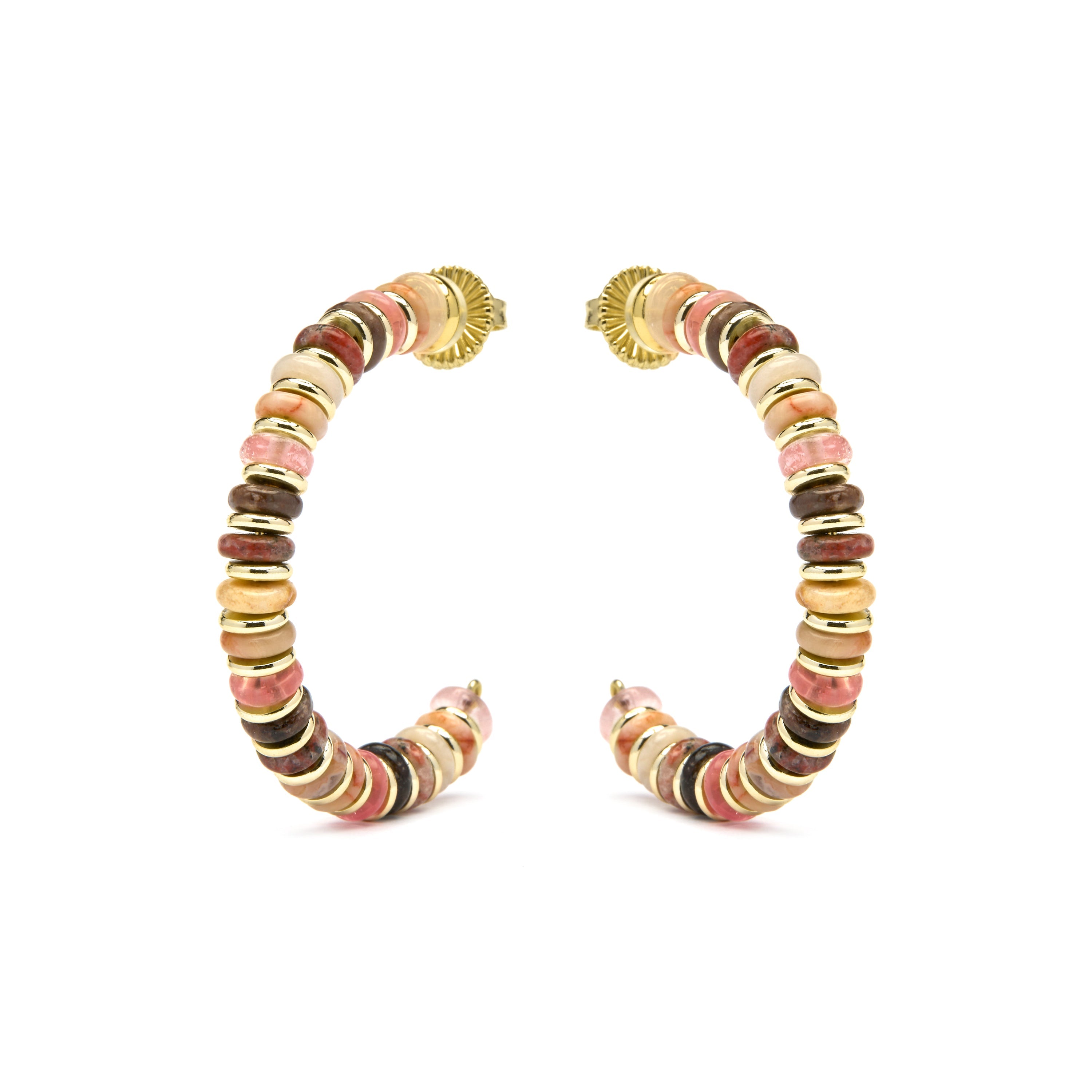 Pendientes de Plata de Ley 925 y Agata Multicolor acabado oro amarillo de 18k Umex