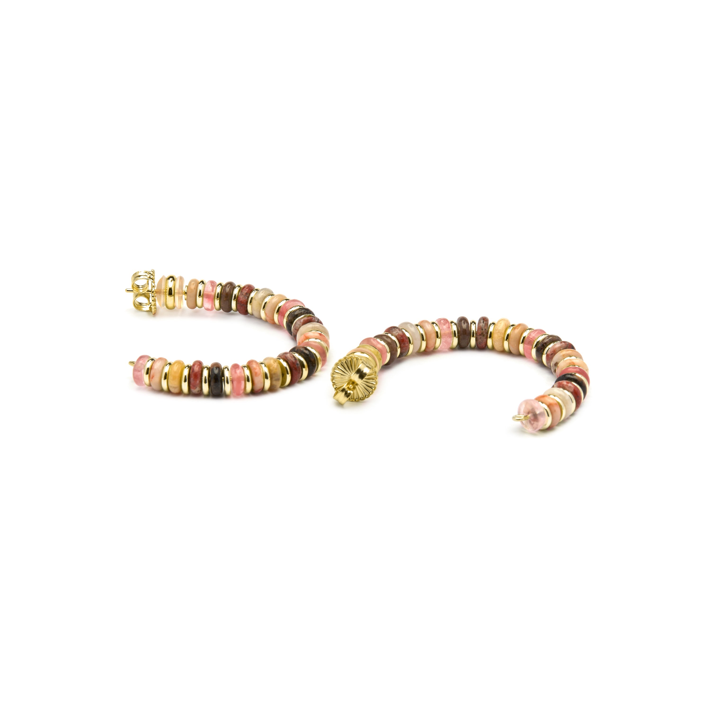 Pendientes de Plata de Ley 925 y Agata Multicolor acabado oro amarillo de 18k Umex