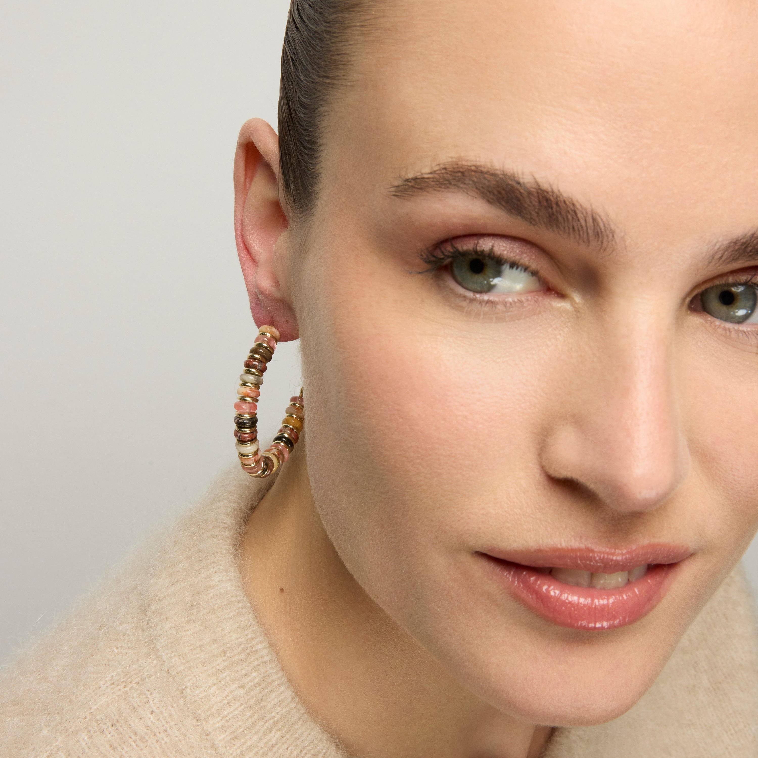 Pendientes de Plata de Ley 925 y Agata Multicolor acabado oro amarillo de 18k Umex