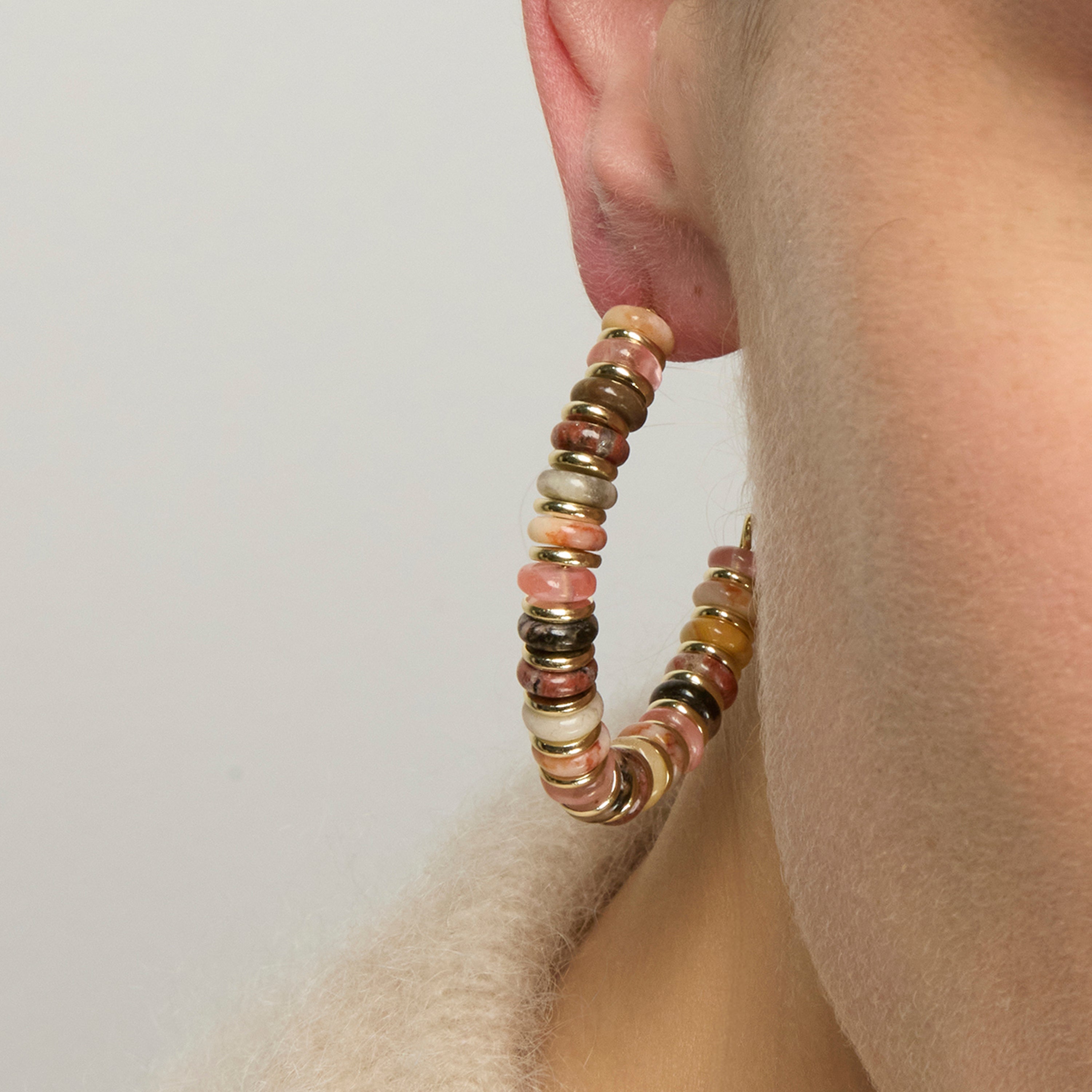Pendientes de Plata de Ley 925 y Agata Multicolor acabado oro amarillo de 18k Umex