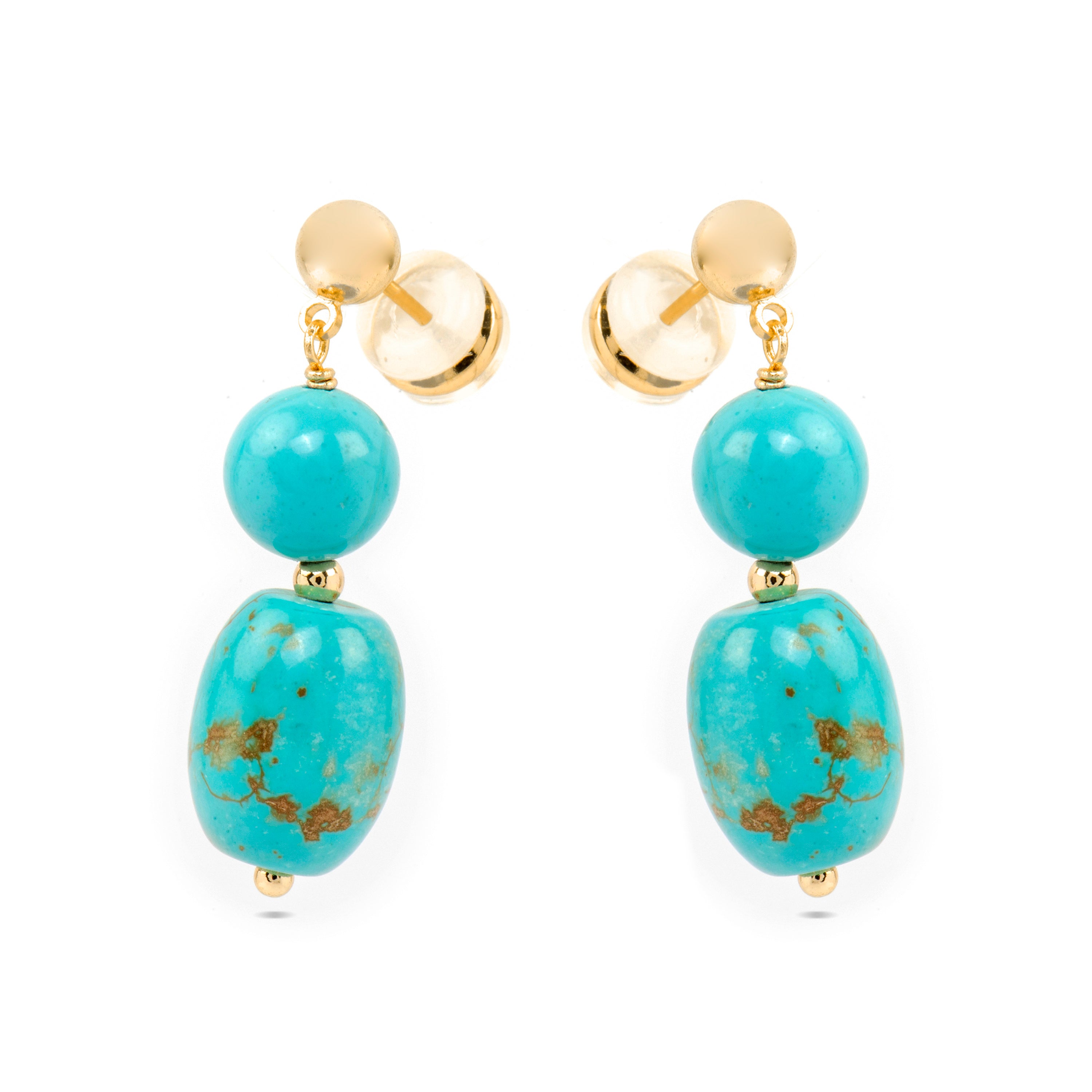 Pendientes de Plata de Ley 925 y Turquesa acabado oro amarillo de 18k Shyra