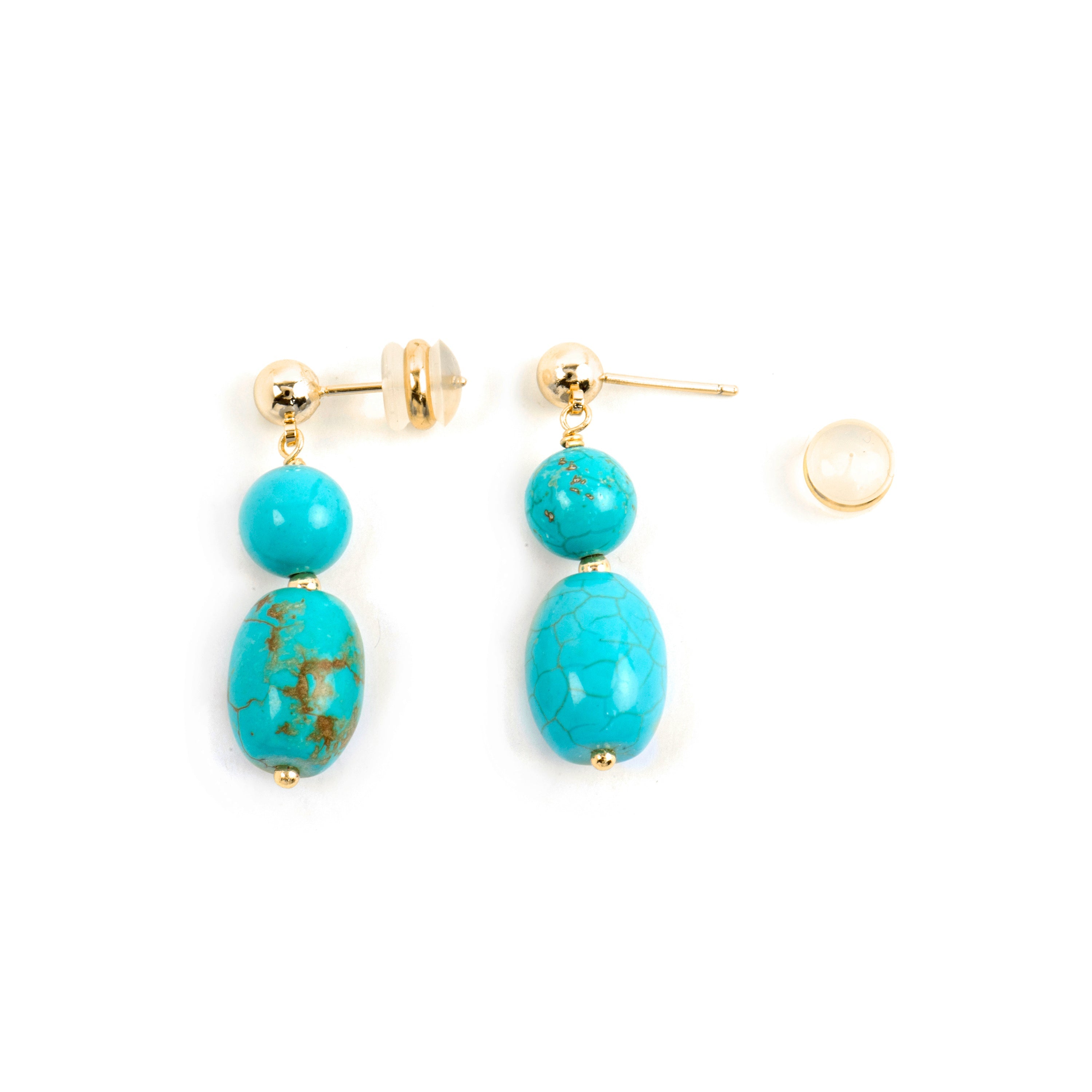 Pendientes de Plata de Ley 925 y Turquesa acabado oro amarillo de 18k Shyra