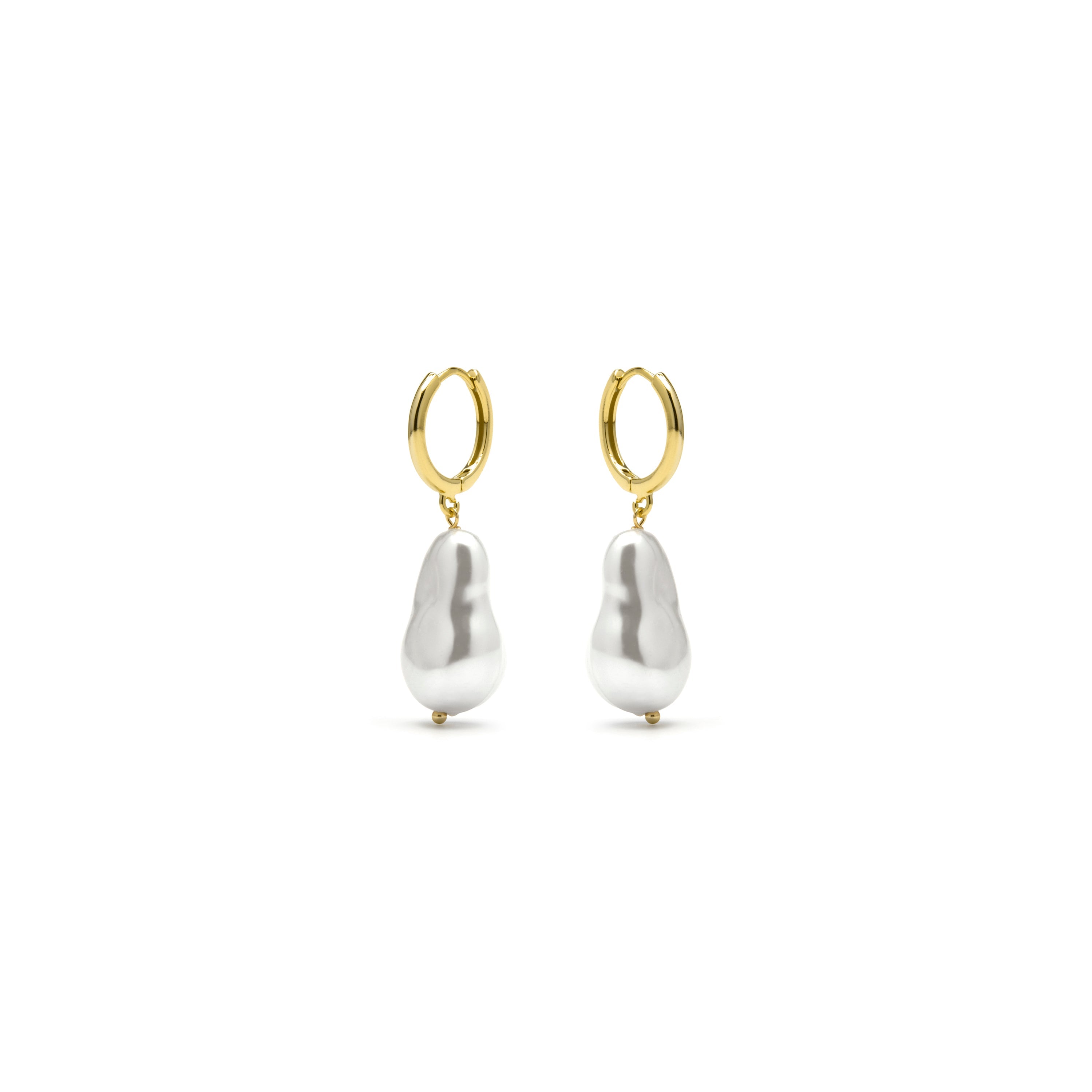 Pendientes de Plata de Ley 925 y Perla Blanca acabado oro amarillo de 18k - Hasel