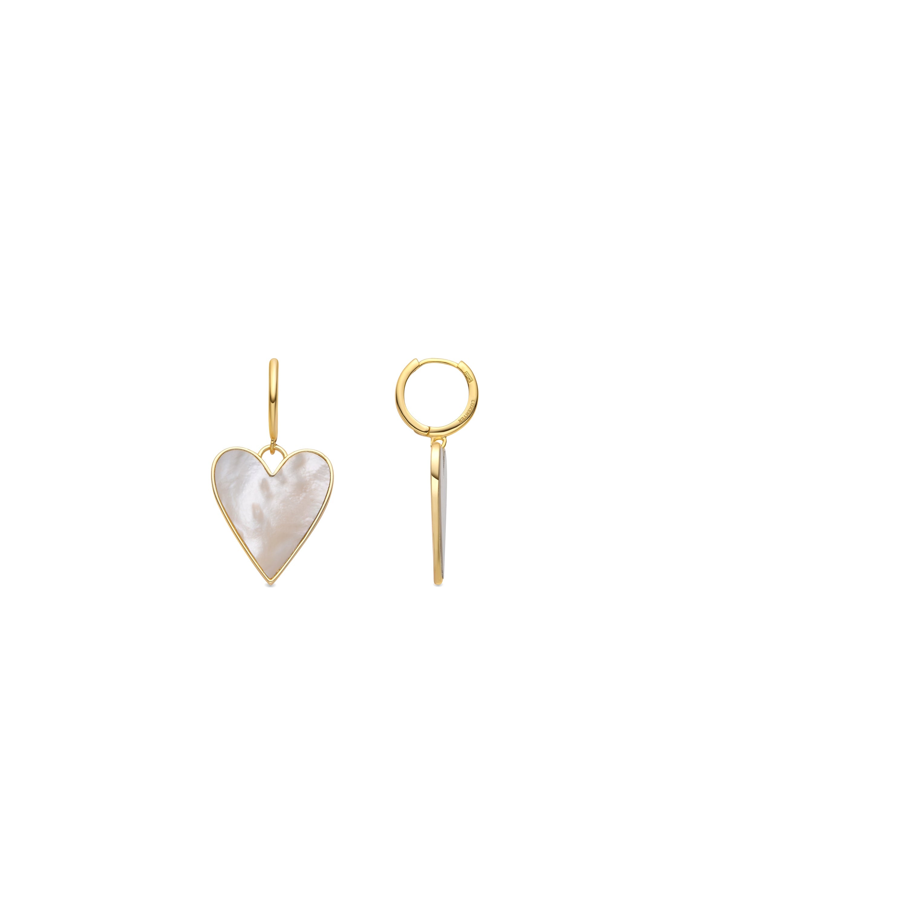 Akna 925 Sterling Silver and White Mother of Pearl Earrings, 18k Yellow Gold Finish