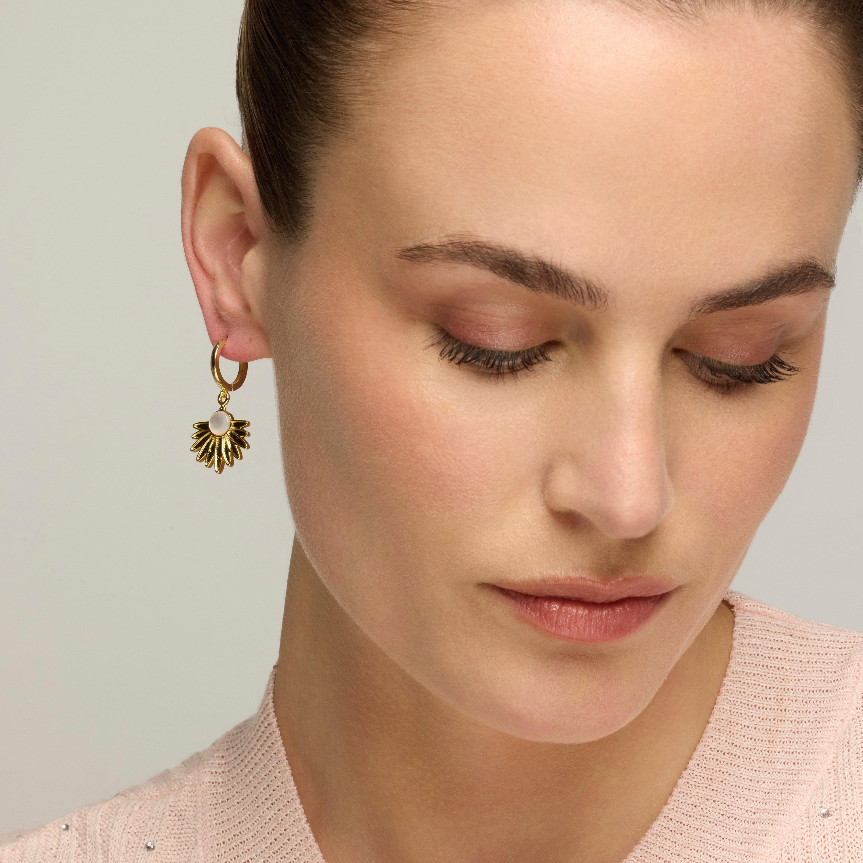 925 Sterling Silver and White Mother of Pearl Earrings with 18k Yellow Gold Finish - Lalai