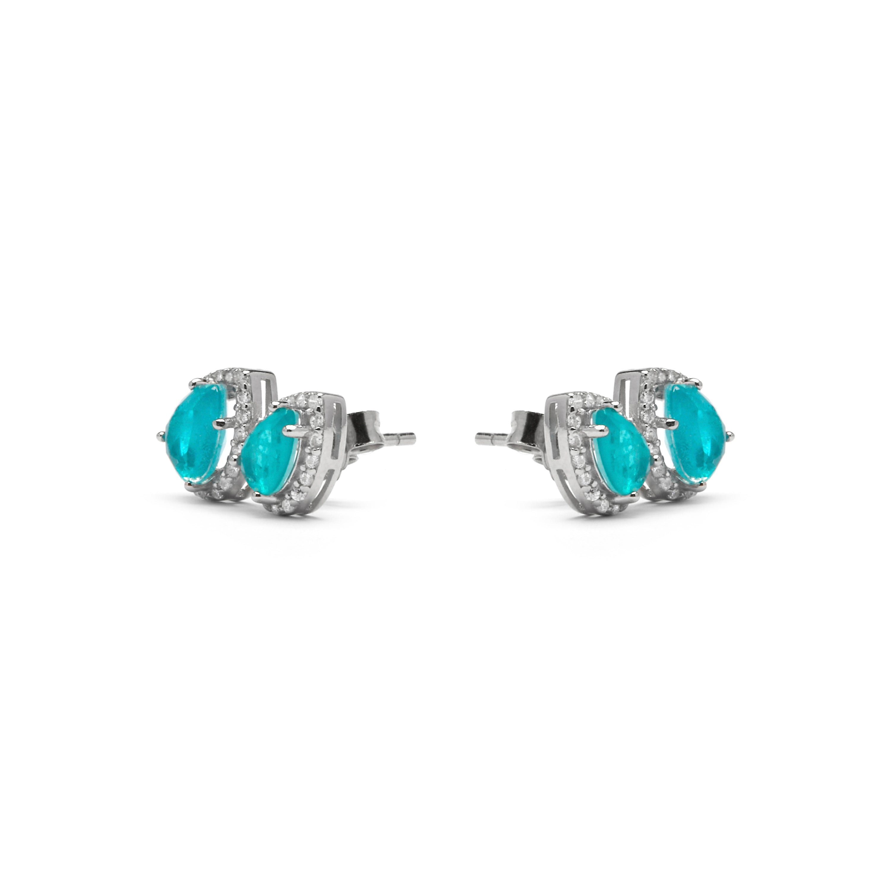 925 Sterling Silver and Aquamarine Hydrothermal Quartz Earrings, Rhodium Finish - Farath