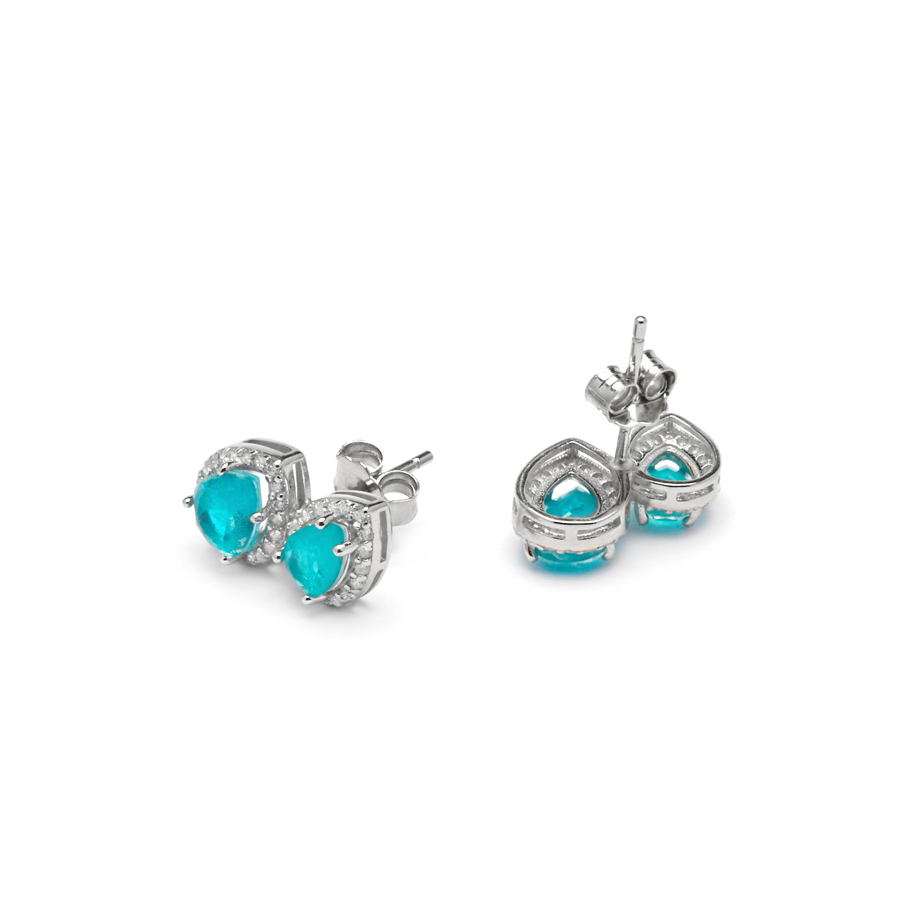 925 Sterling Silver and Aquamarine Hydrothermal Quartz Earrings, Rhodium Finish - Farath