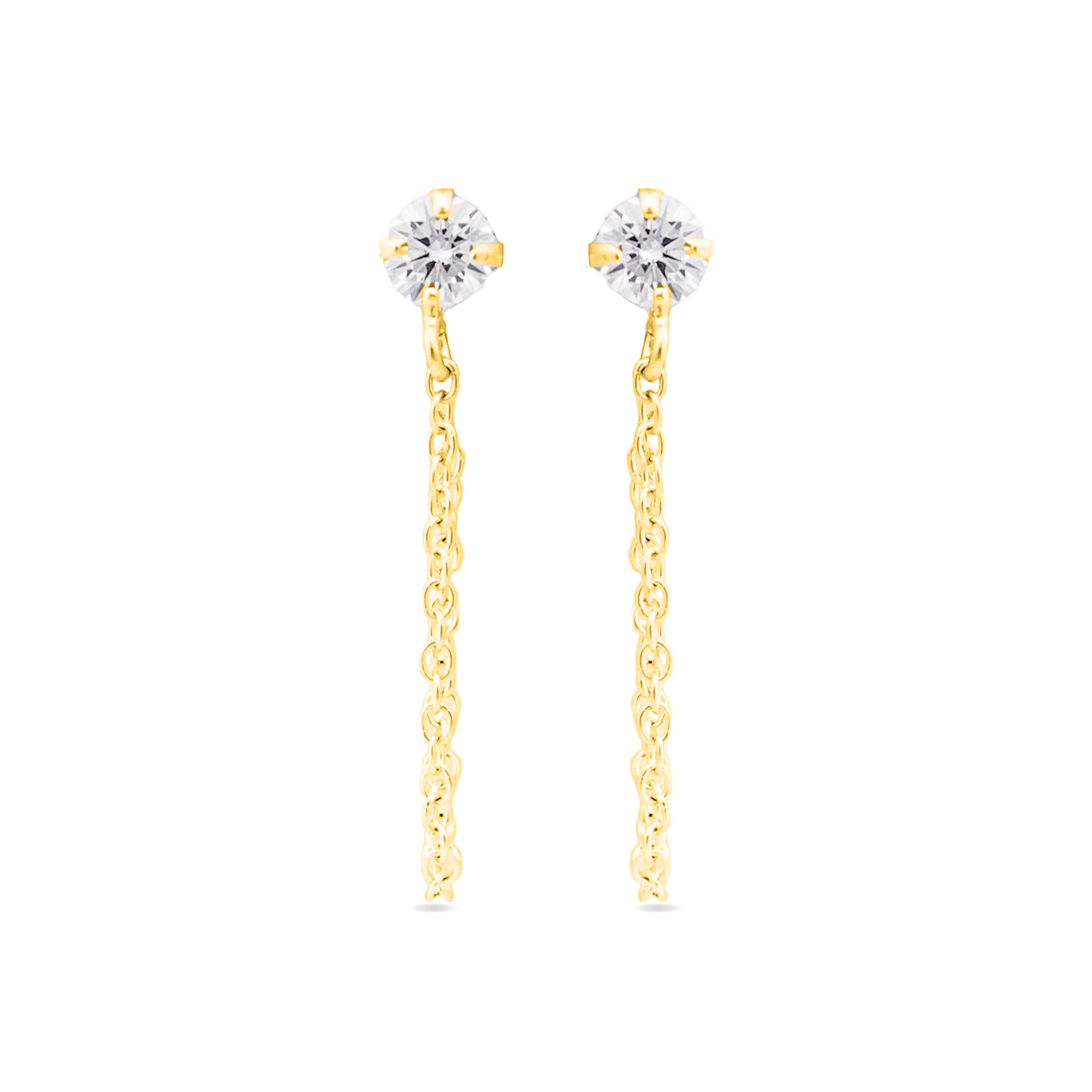 925 Sterling Silver Earrings with Brilliant Zirconia Finished in 18K Yellow Gold - Essential