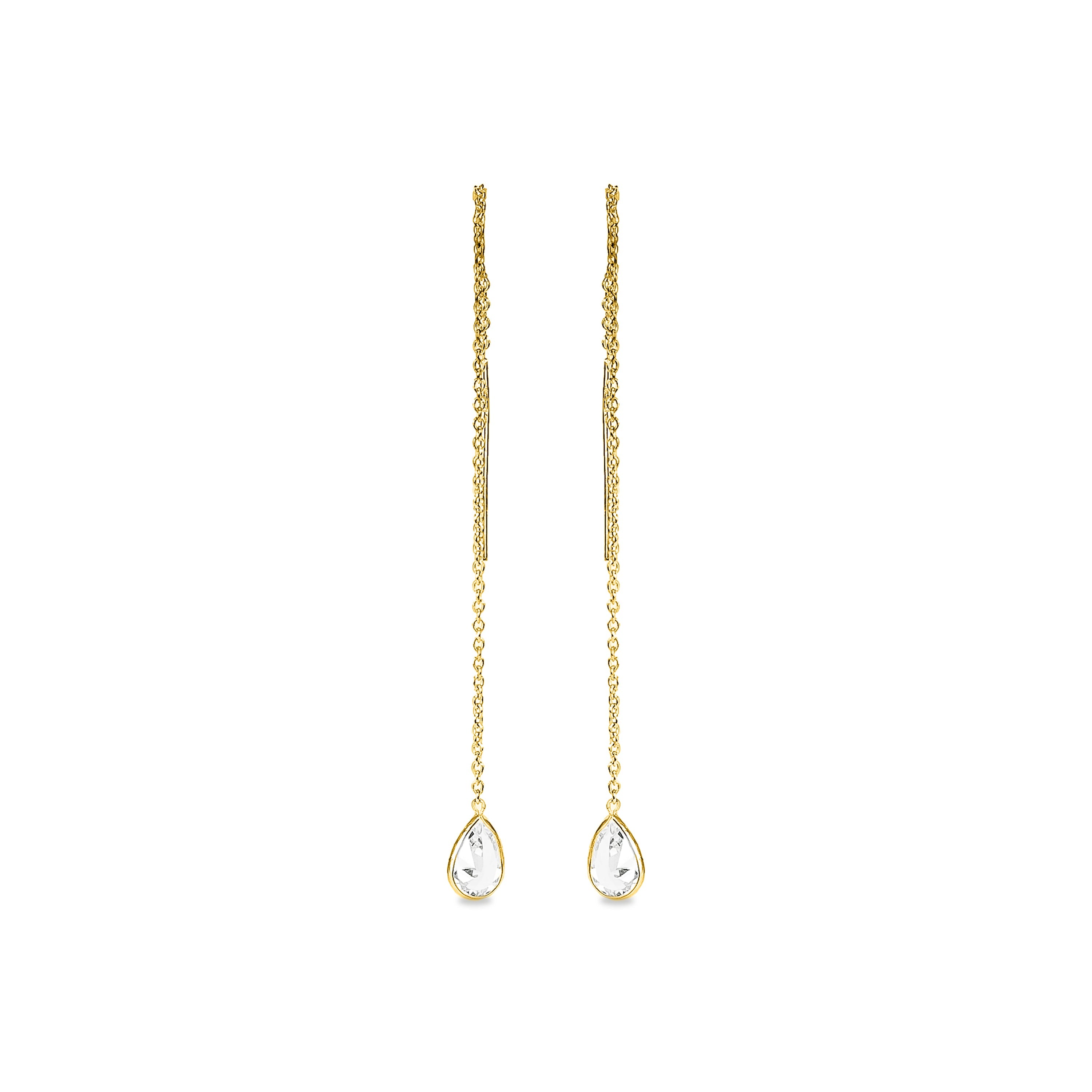 925 Sterling Silver Earrings with Brilliant Zirconia Finished in 18K Yellow Gold - Essential