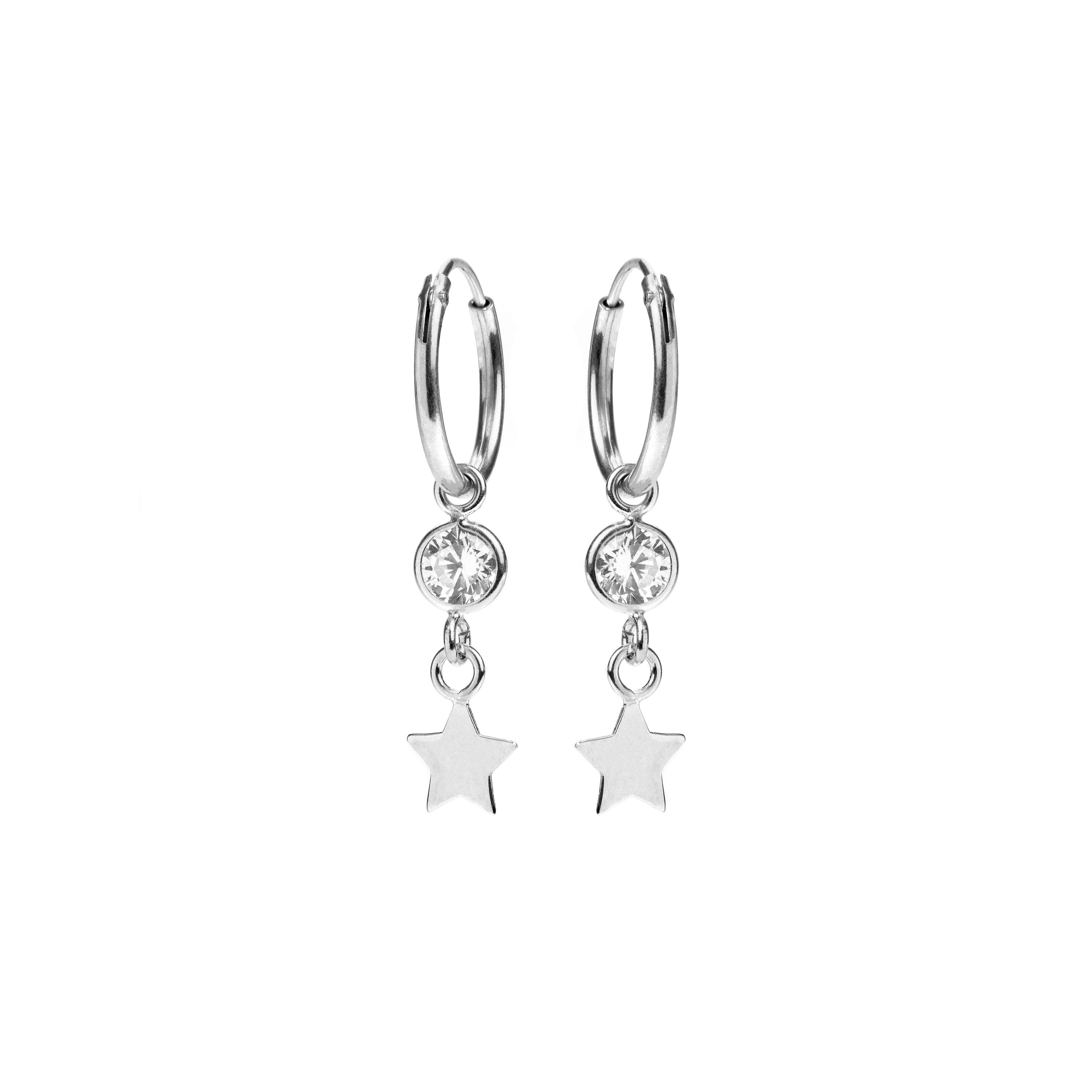 925 Sterling Silver Earrings with Rhodium-Plated Brilliant Zirconia - Essential