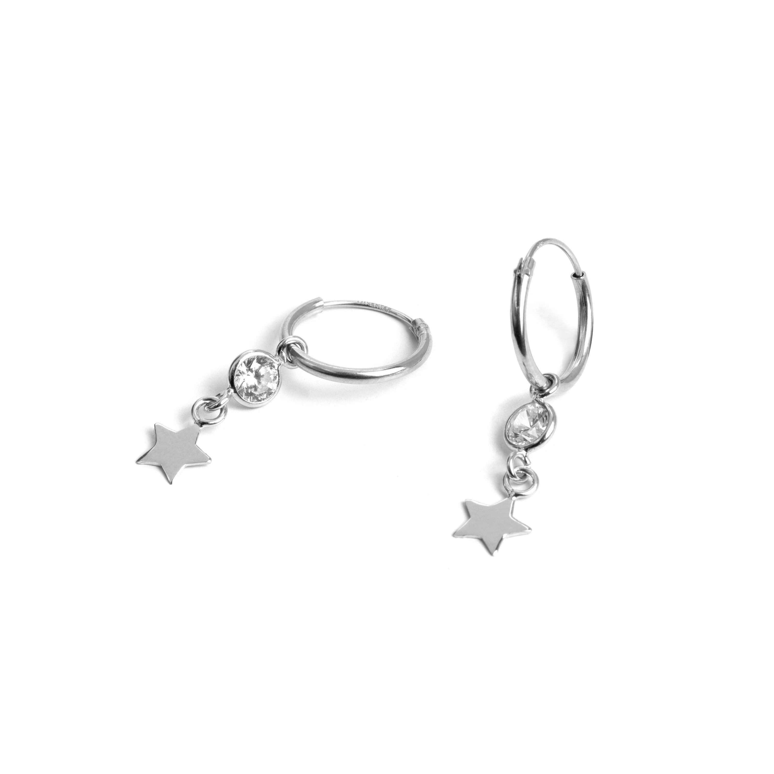 925 Sterling Silver Earrings with Rhodium-Plated Brilliant Zirconia - Essential
