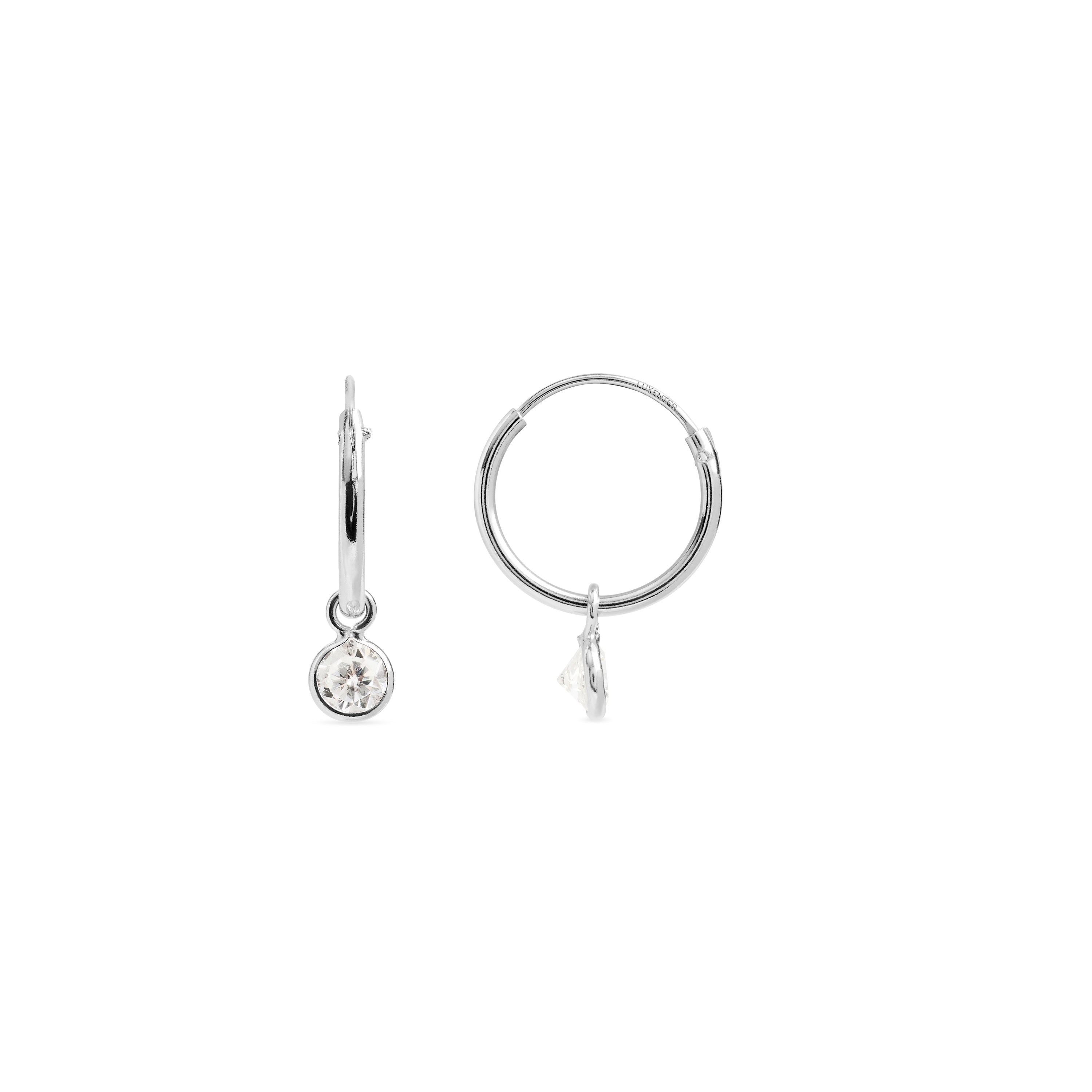 925 Sterling Silver Earrings with Rhodium-Plated Brilliant Zirconia - Essential