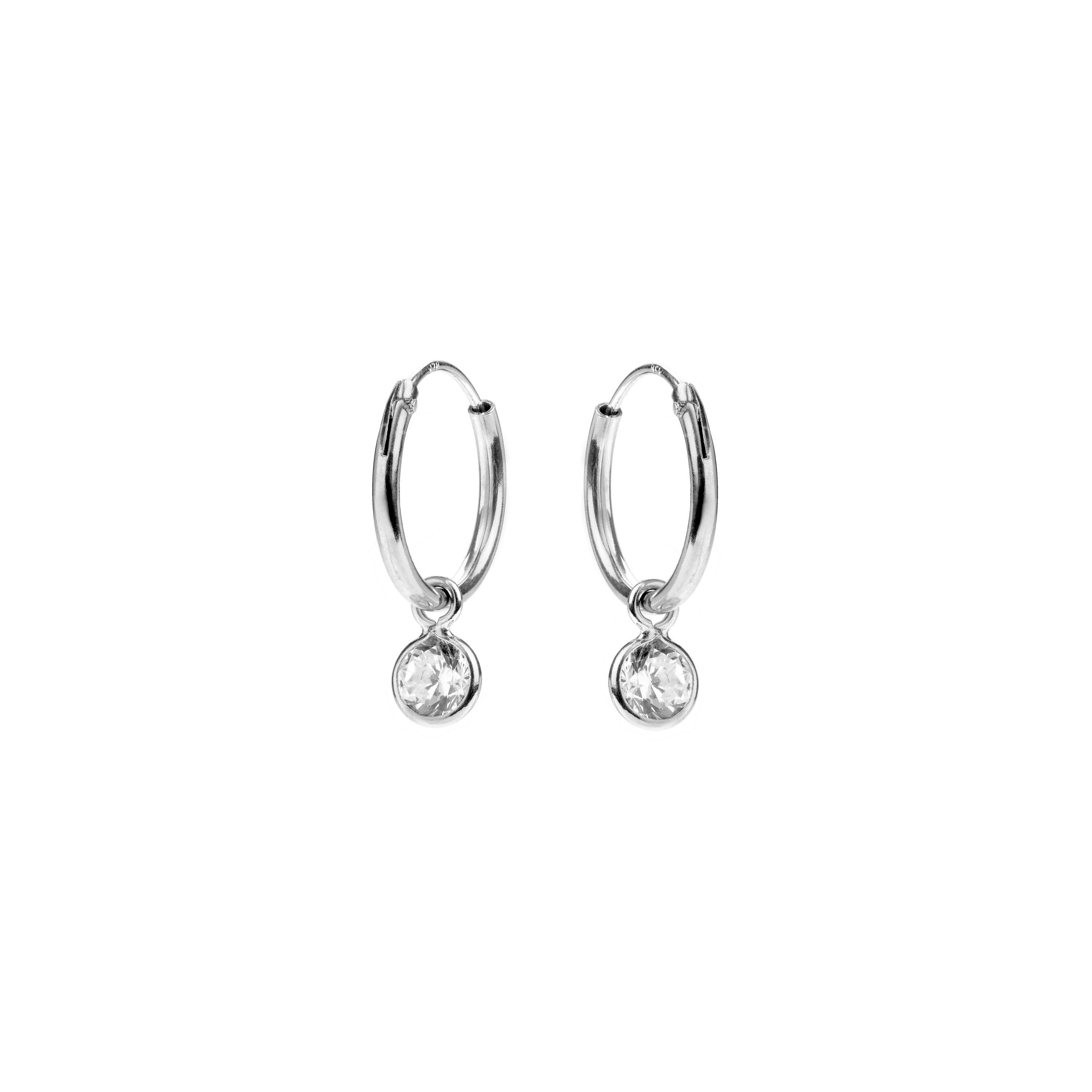 925 Sterling Silver Earrings with Rhodium-Plated Brilliant Zirconia - Essential