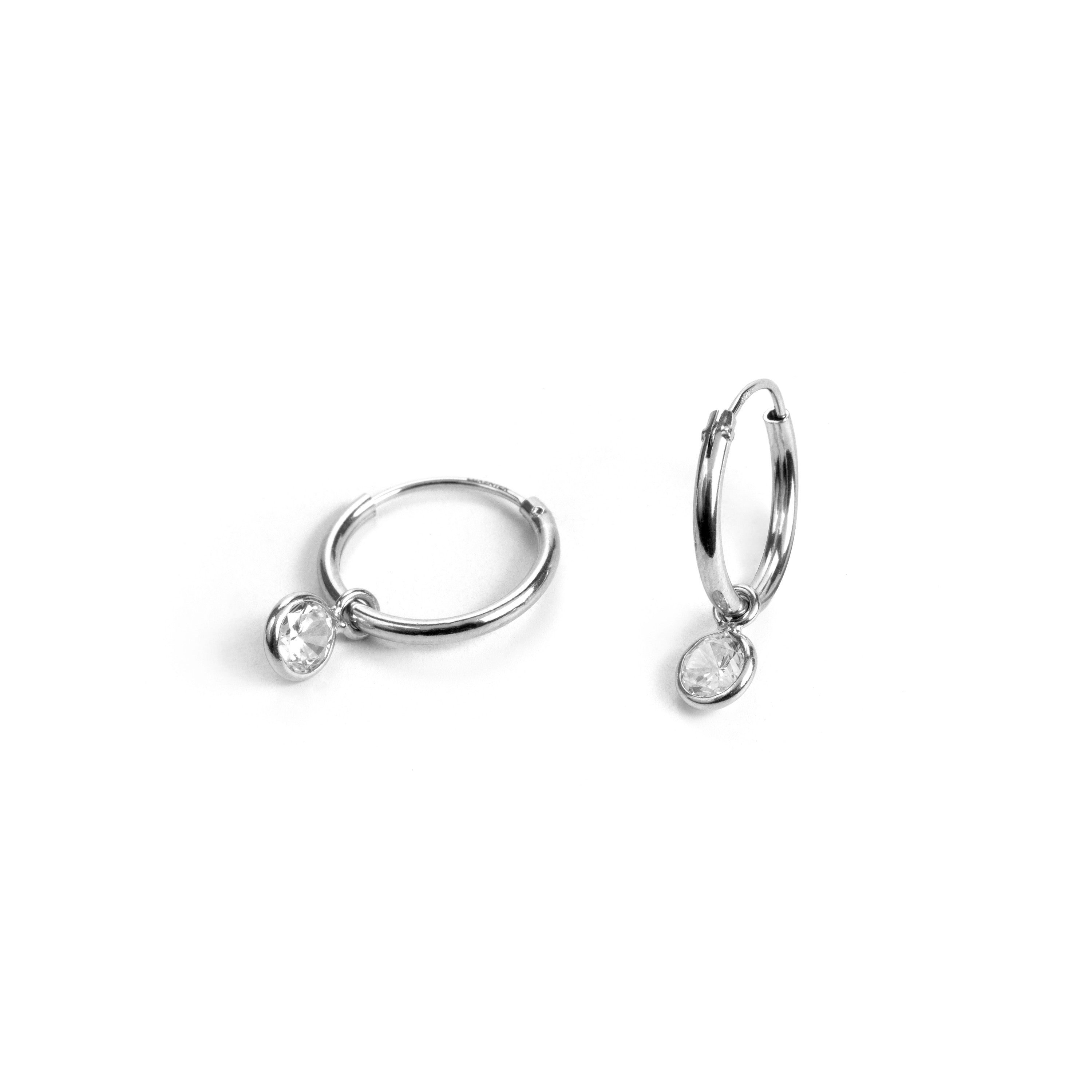 925 Sterling Silver Earrings with Rhodium-Plated Brilliant Zirconia - Essential
